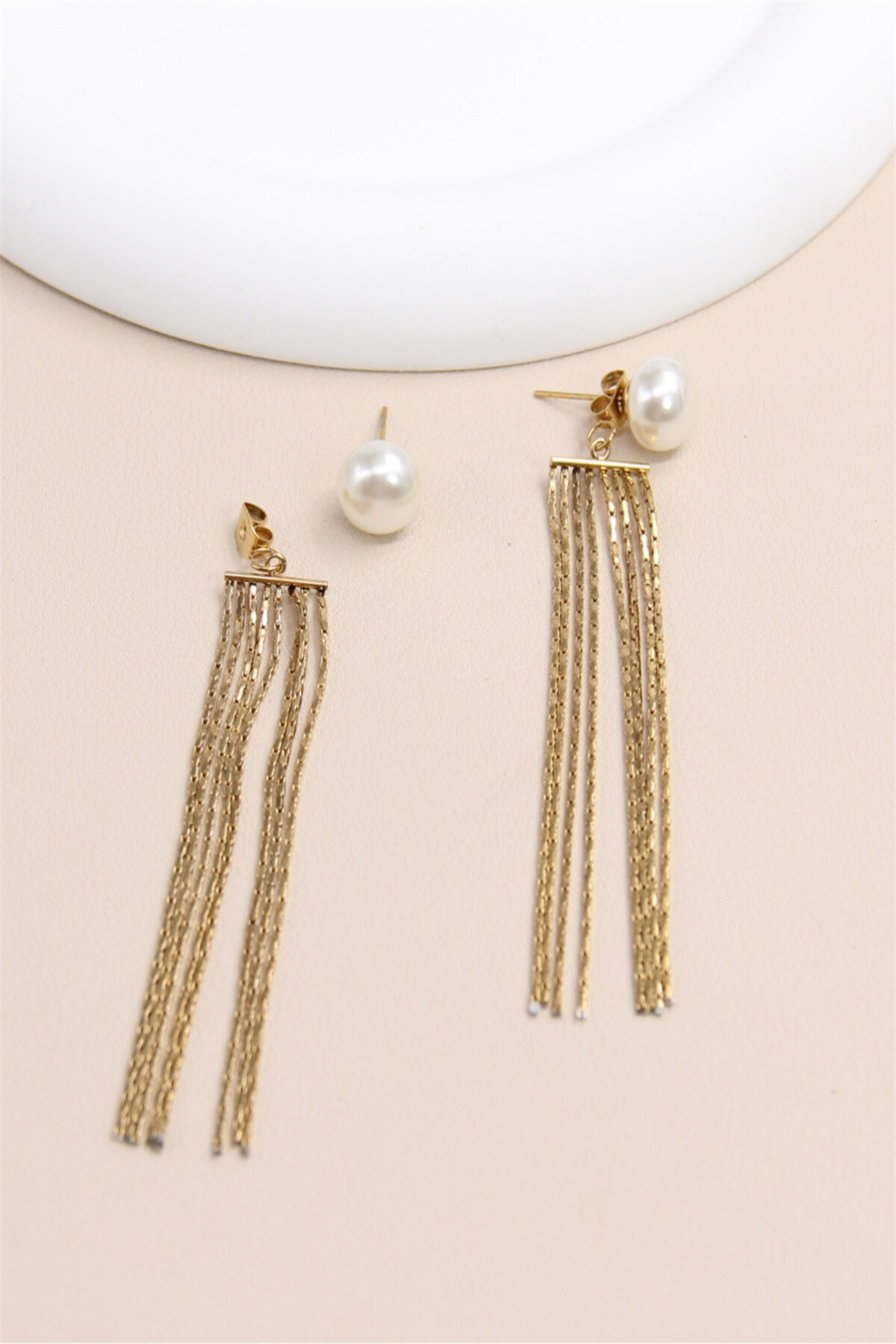 Wholesaler Bellissima - Stainless Steel Drop Earrings with Pearls - Timeless Elegance