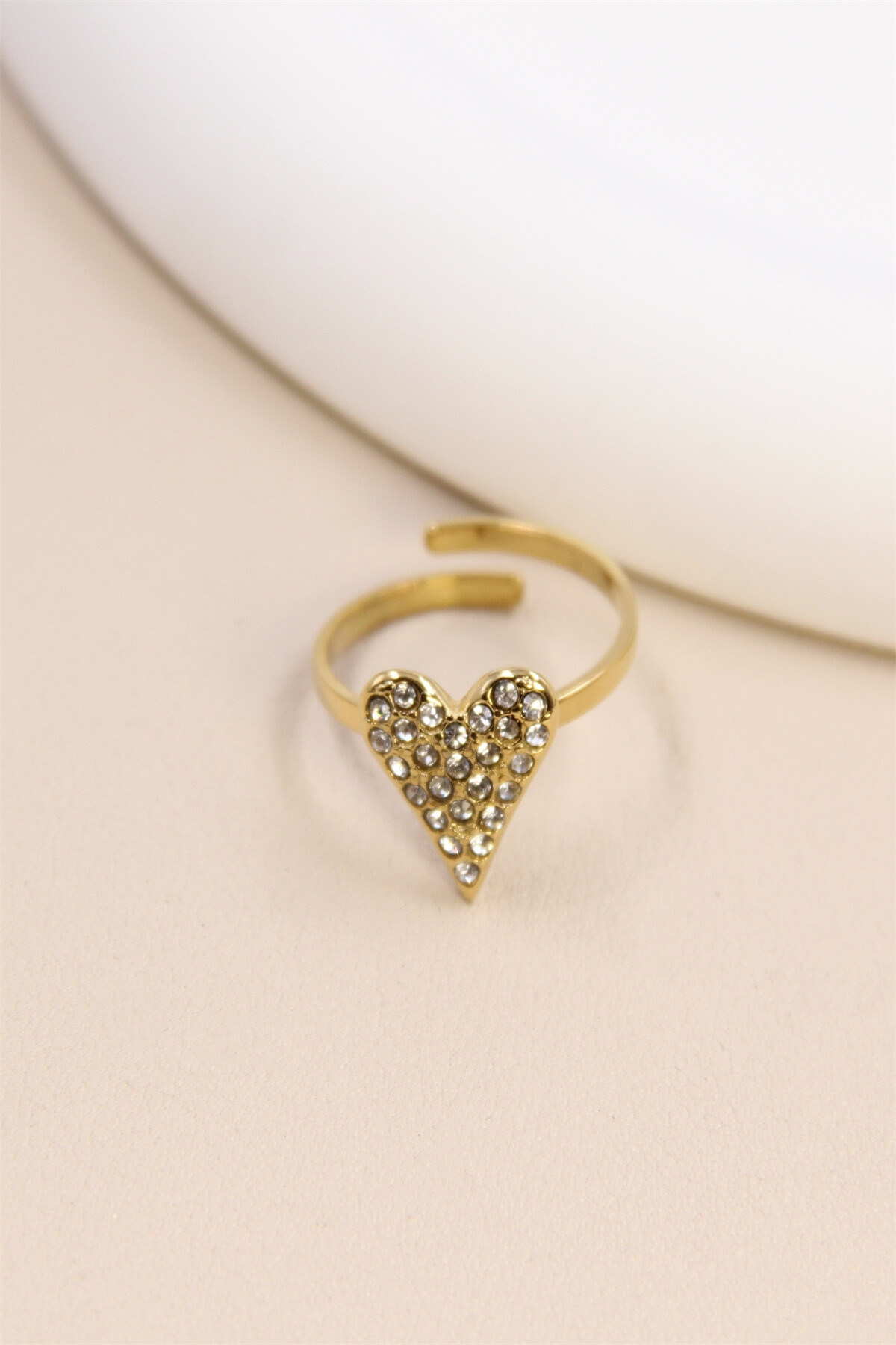Grossiste Bellissima - Cœur Étincelant : Bague en Acier Inoxydable avec Strass