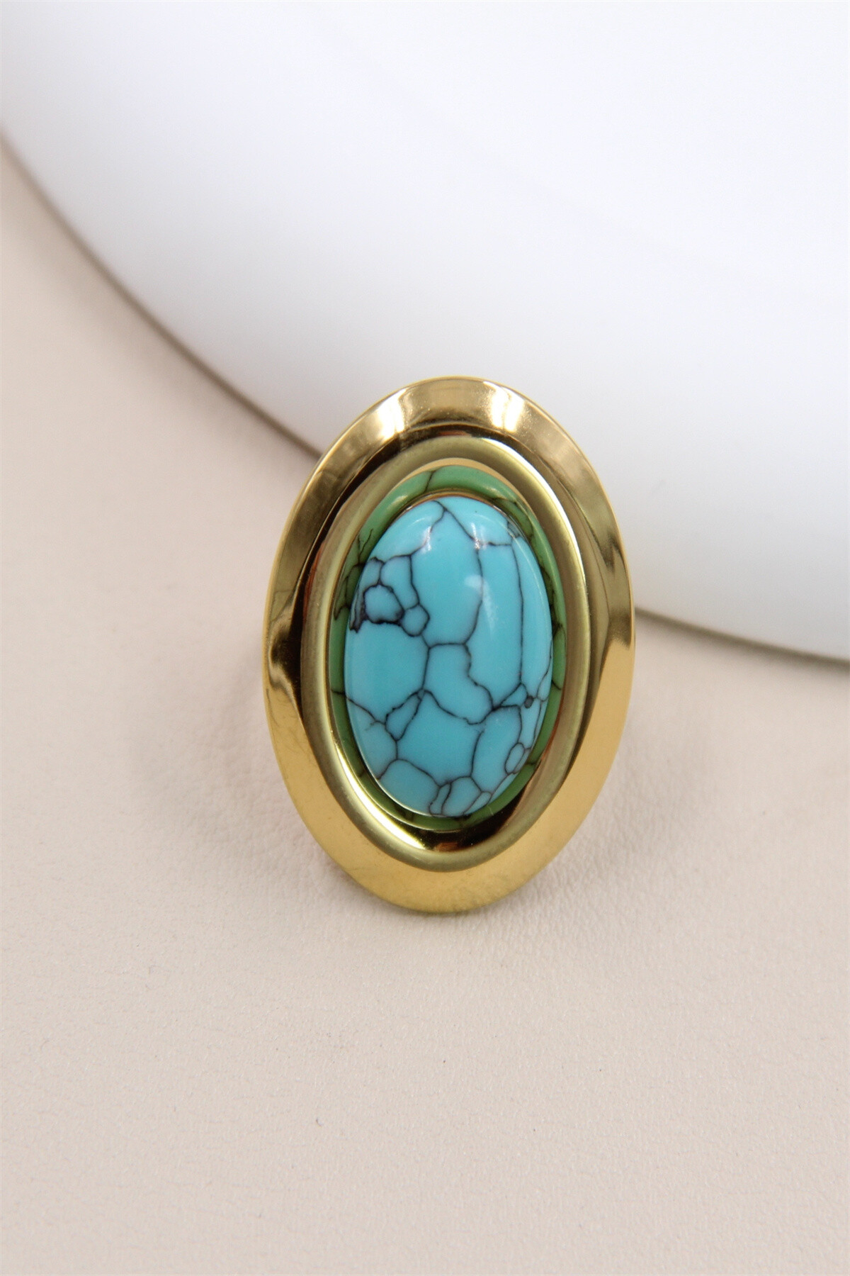 Grossiste Bellissima - Bague Ajustable en Acier Inoxydable avec Pierre