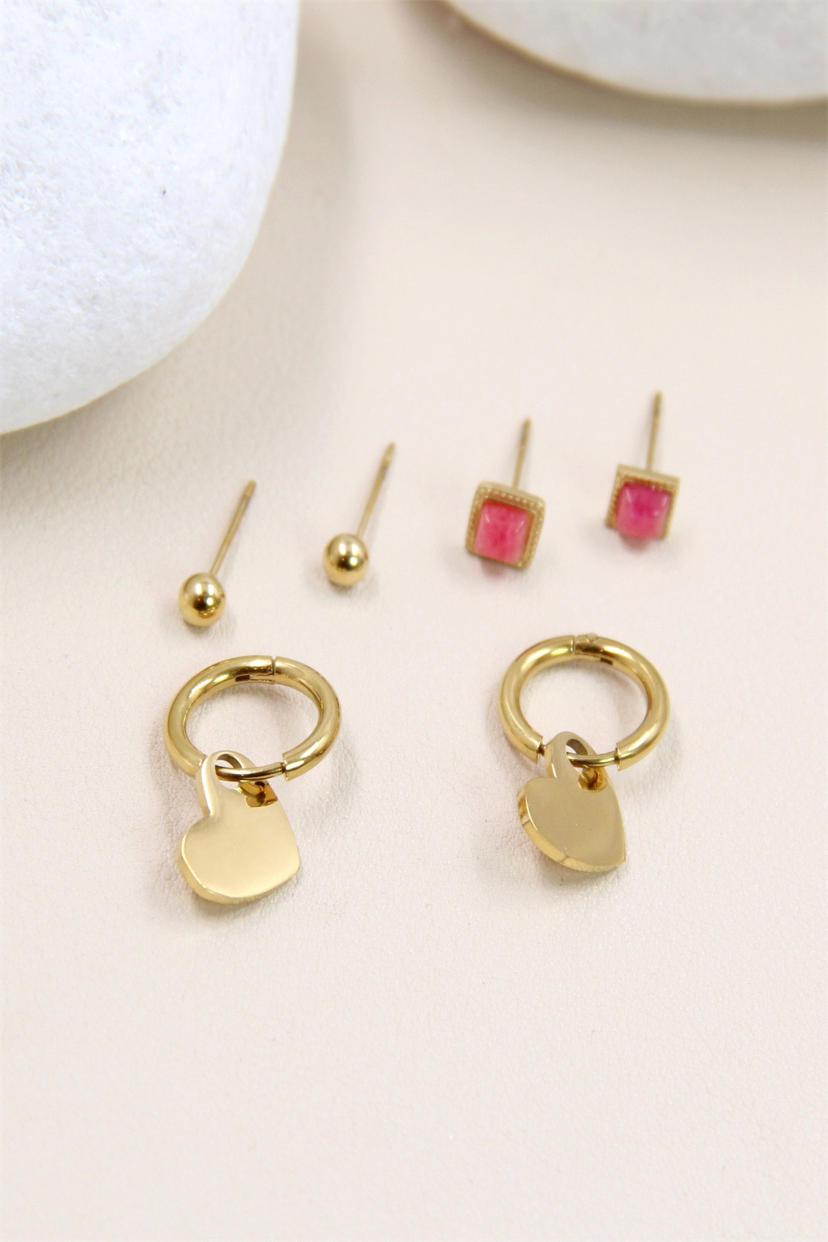 Grossiste Bellissima - Boucles d'Oreilles Trio en Acier Inoxydable