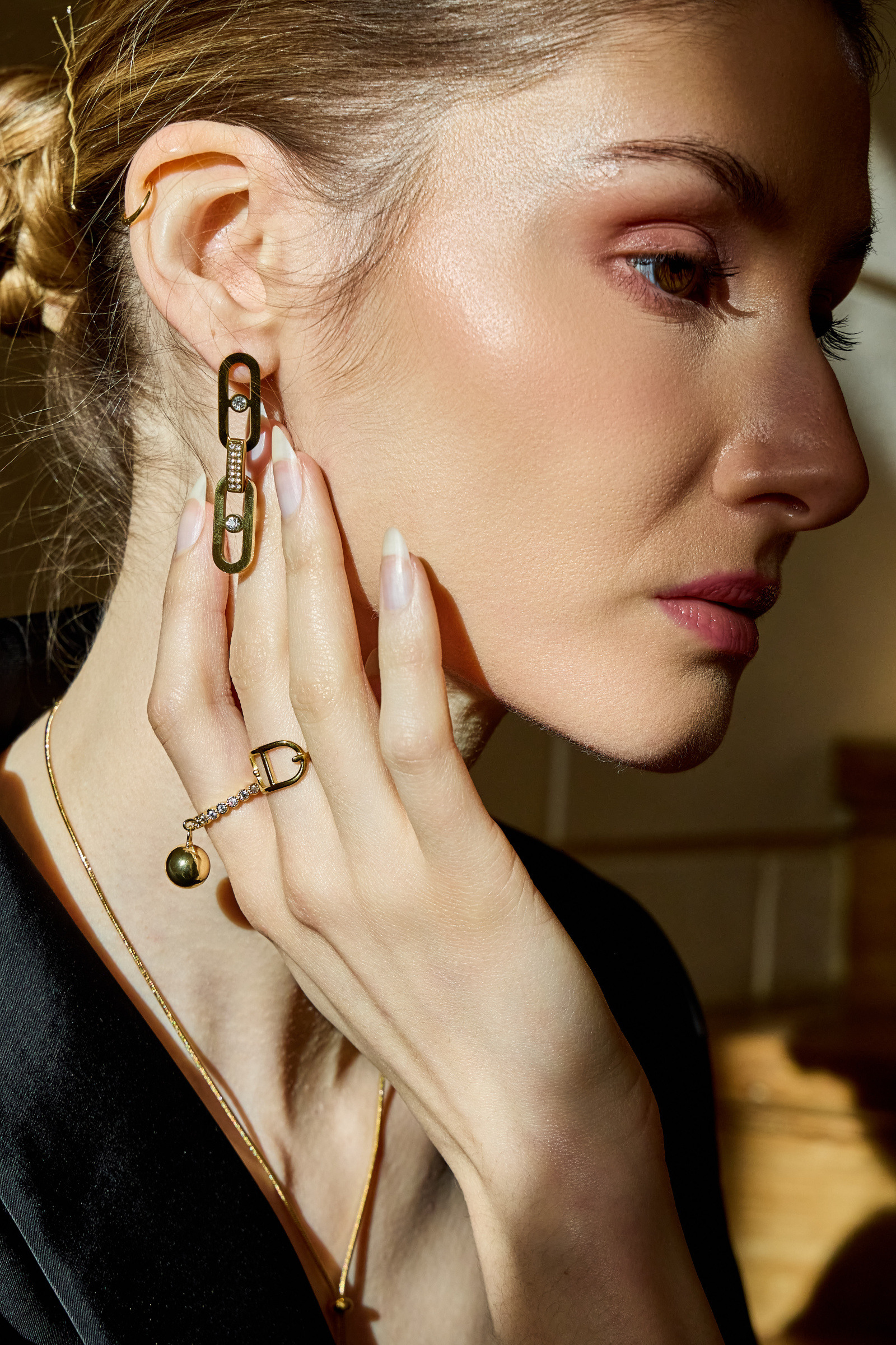 Grossiste Bellissima - Boucles d’oreilles maillons zircon – acier inoxydable