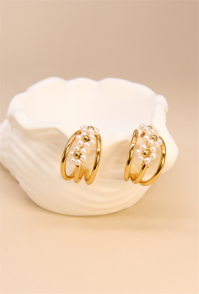 Grossiste Bellissima - Boucles d'Oreilles Fleur Acier Inoxydable Élégantes