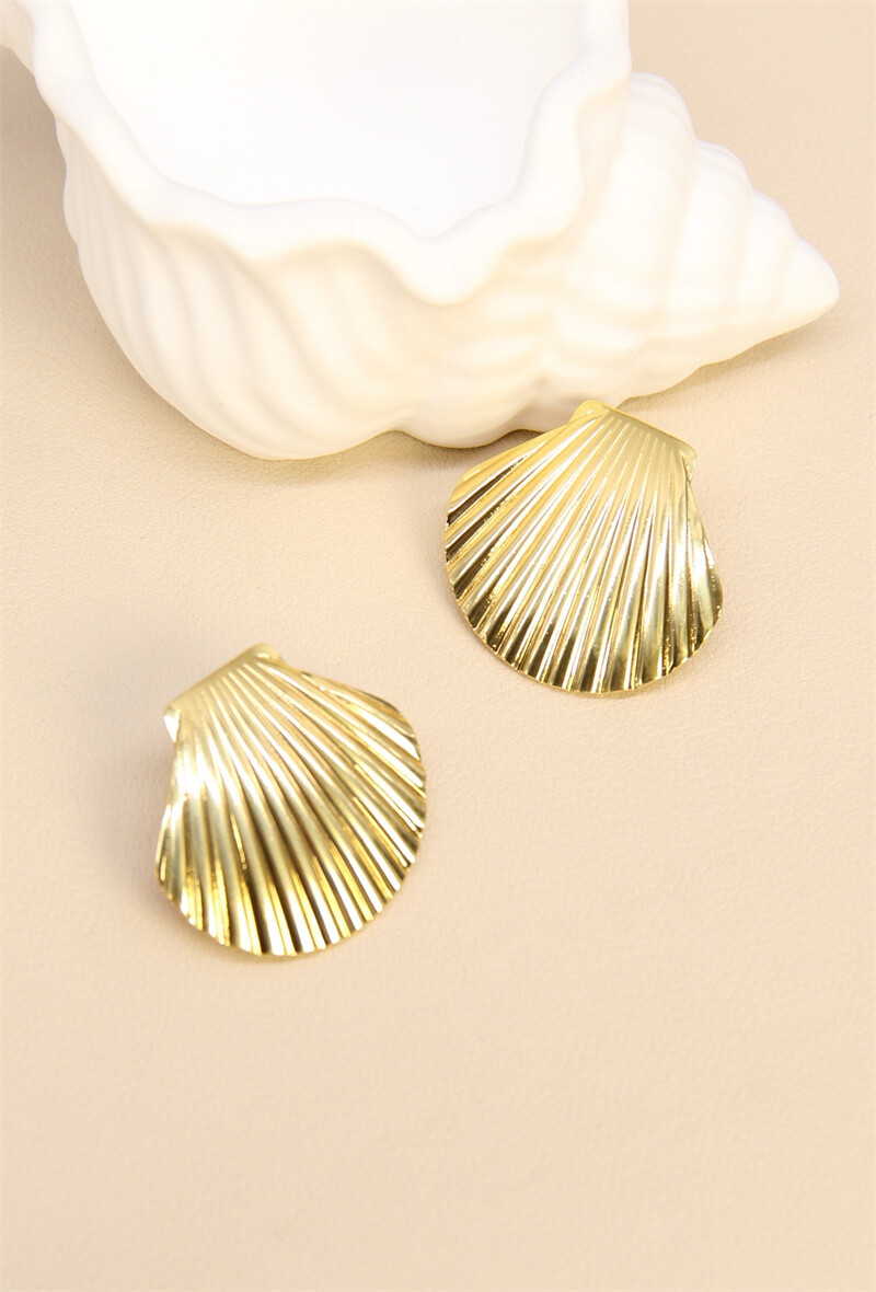 Grossiste Bellissima - Boucles d'oreilles coquillage en acier inoxydable - Élégance maritime