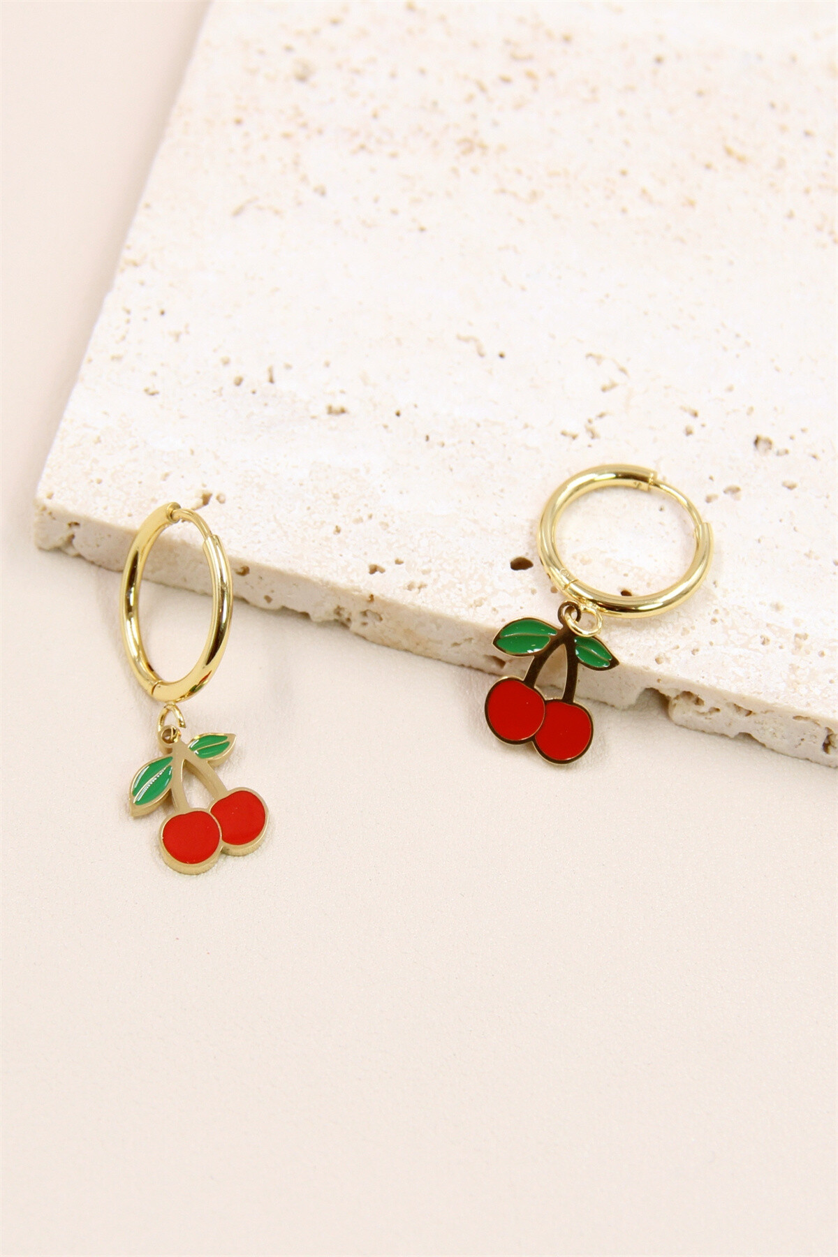 Wholesaler Bellissima - Creole earrings in stainless steel cherry: gluttony and style
