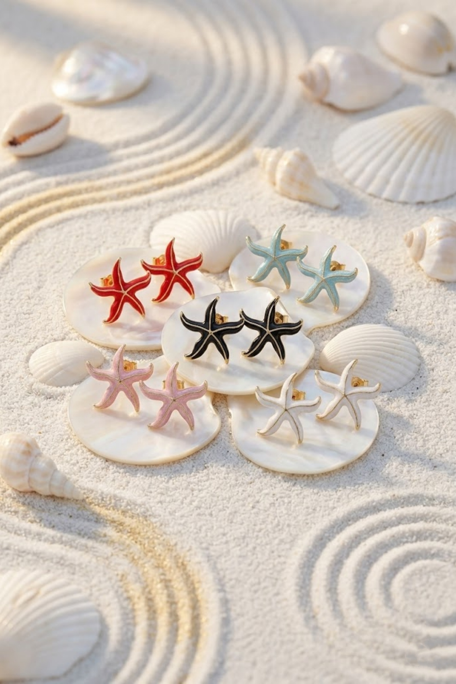 Mayorista Bellissima - Pendientes de Estrella de Mar Esmaltados – Acero Inoxidable Dorado