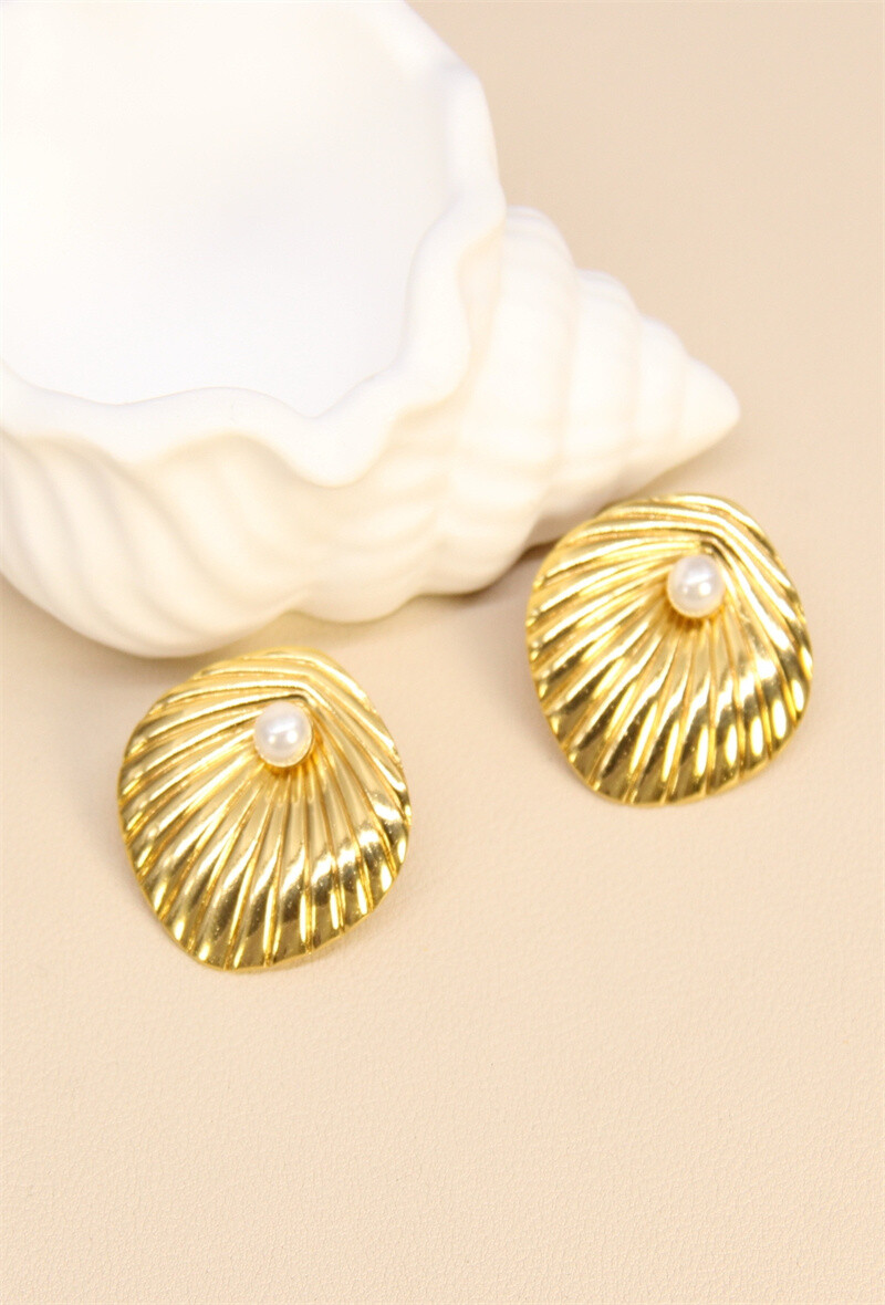 Grossiste Bellissima - Boucles d'Oreilles Perle Acier Inoxydable Élégantes