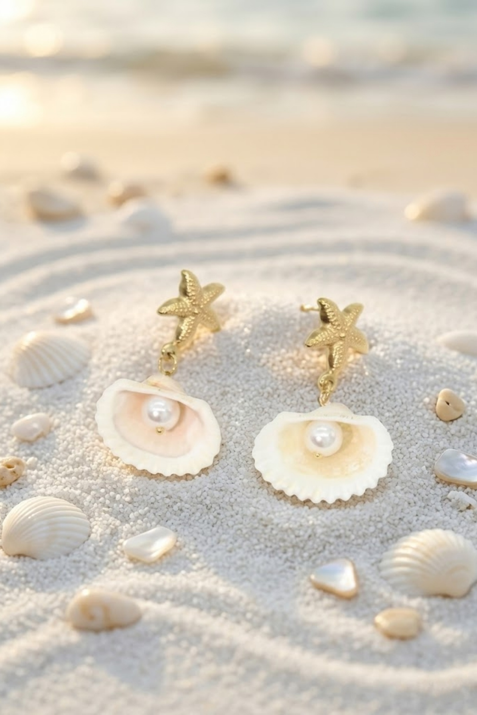 Mayorista Bellissima - Pendientes de Estrella de Mar y Concha – Encanto Oceánico Elegante