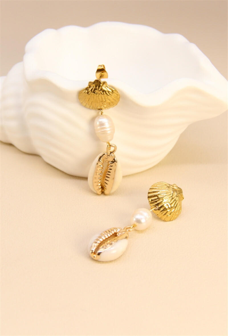 Grossiste Bellissima - Boucles d'Oreilles Coquillage Acier Inoxydable Élégantes