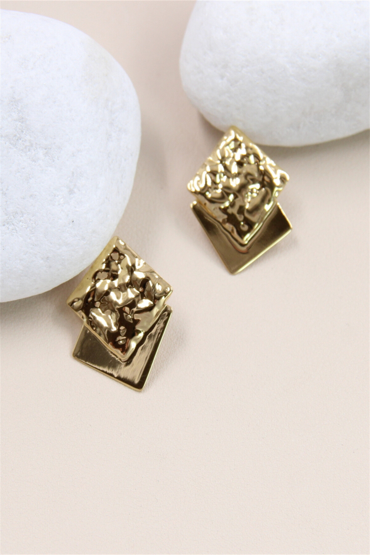 Wholesaler Bellissima - Stainless Steel Hammered Geometric Earrings