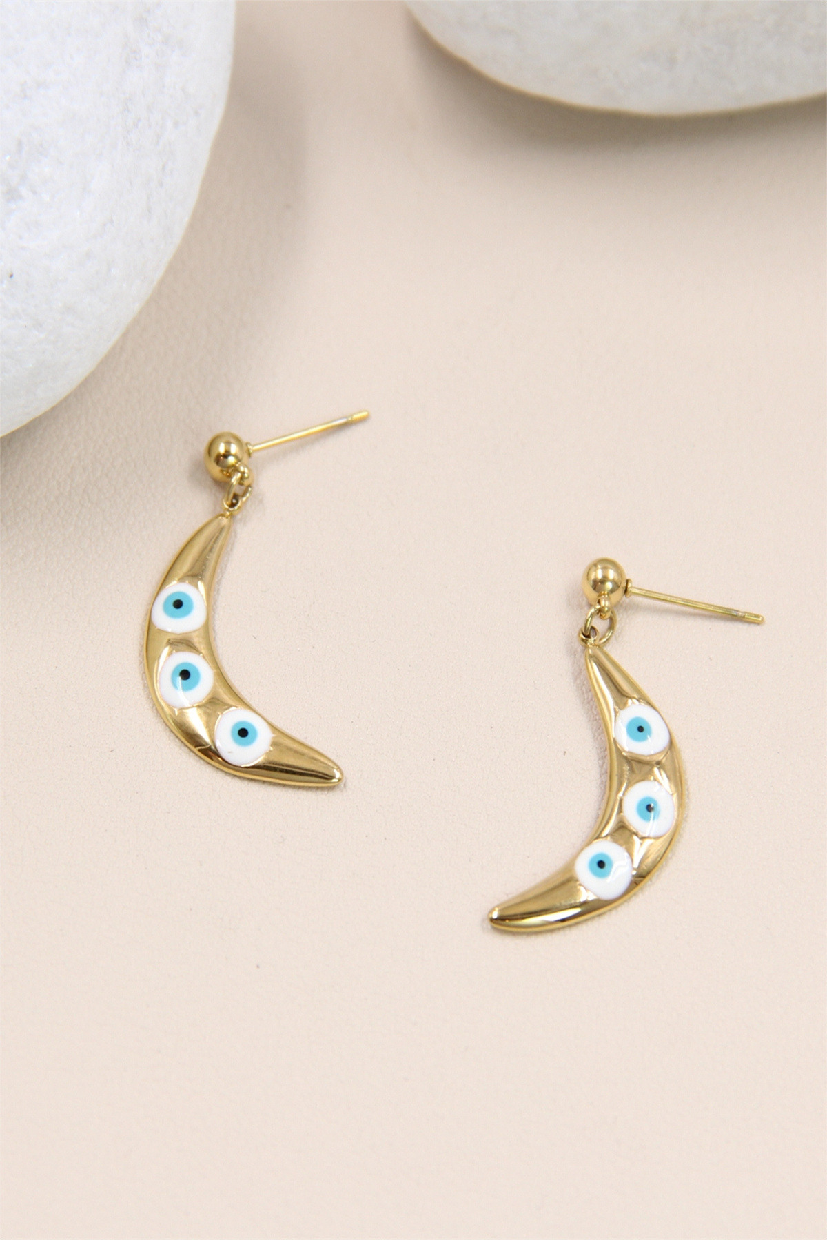Grossiste Bellissima - Boucles d'oreilles avec motif de « yeux » - Élégance en acier inoxydable