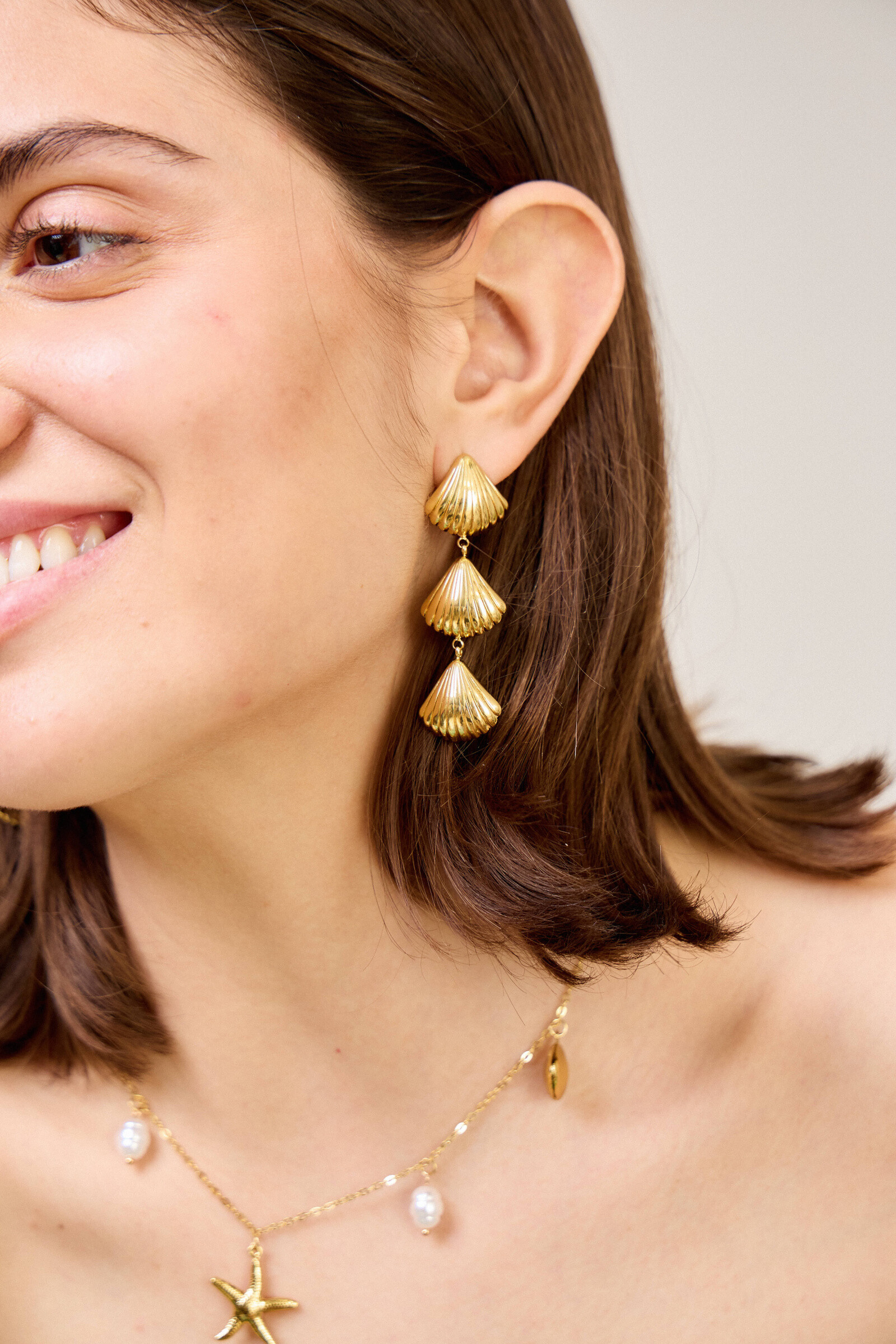 Grossiste Bellissima - Boucles d'Oreilles Pendantes en Acier Inoxydable