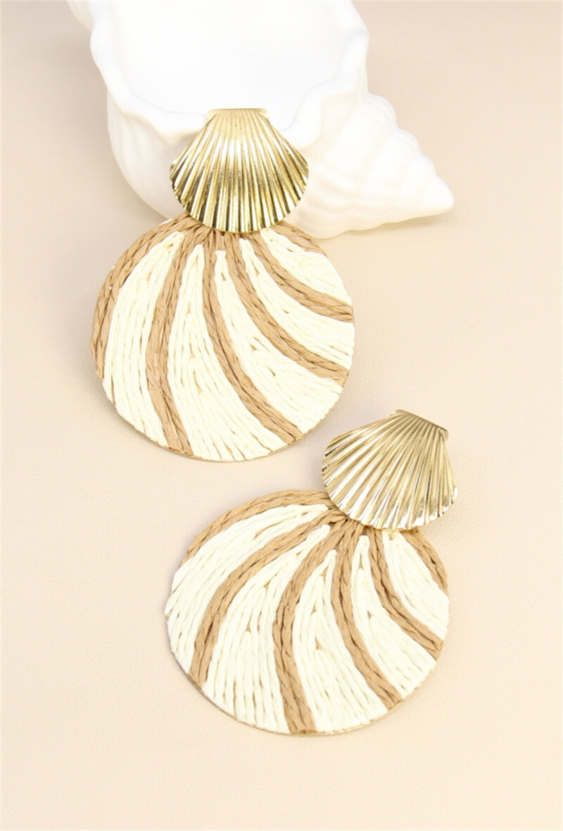 Grossiste Bellissima - Boucles d'Oreilles raphia Tissé en acier inoxydable – Charme Insolite