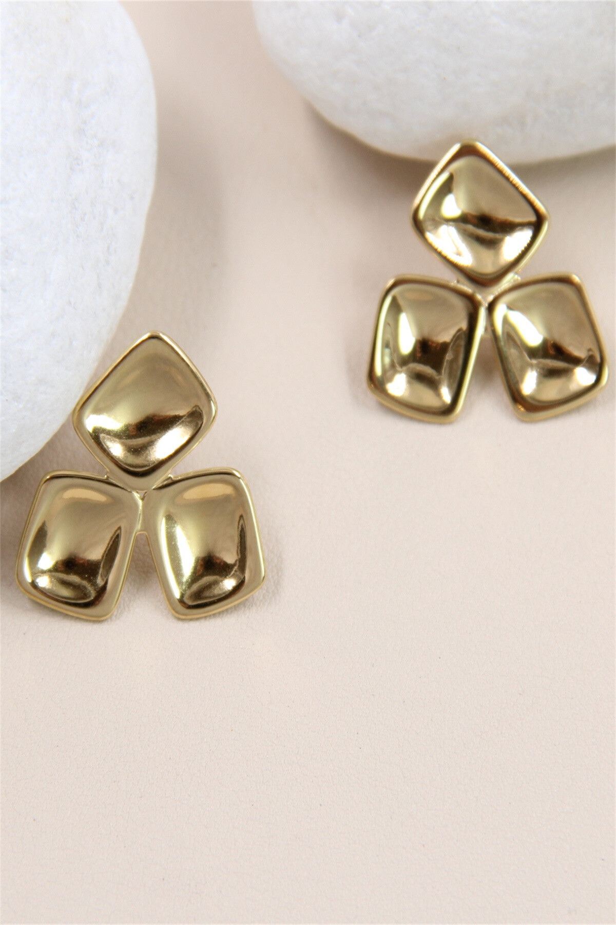 Grossiste Bellissima - Boucles d'oreilles géométriques en acier inoxydable - Élégance moderne