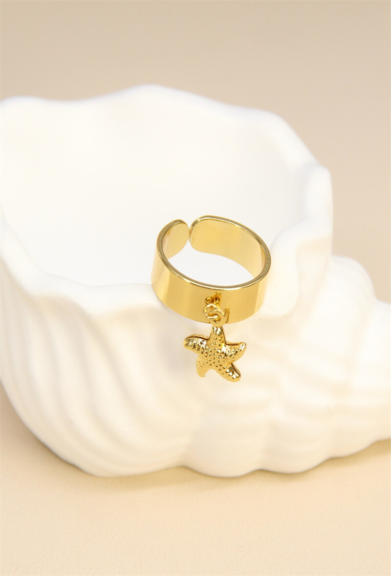 Grossiste Bellissima - Bague ajustable étoile de mer en acier inoxydable - Élégance maritime
