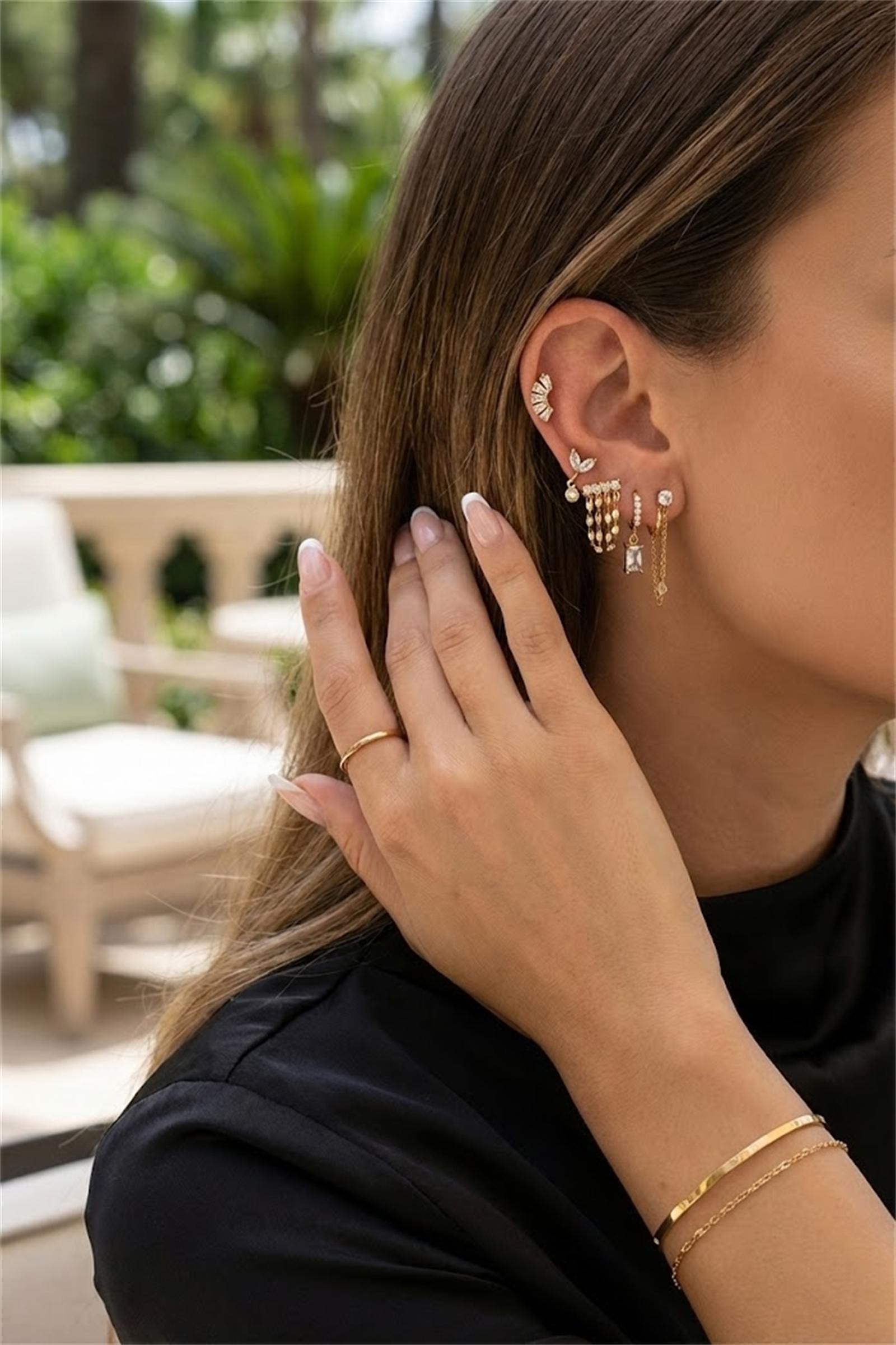Grossiste Bellissima - Lot De 6 Piercings Oreille En Acier Inoxydable Doré Avec Cristaux