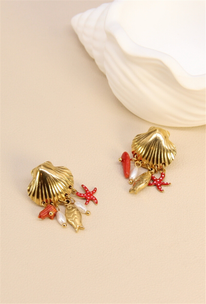 Grossiste Bellissima - Boucles d'oreilles poisson en acier inoxydable