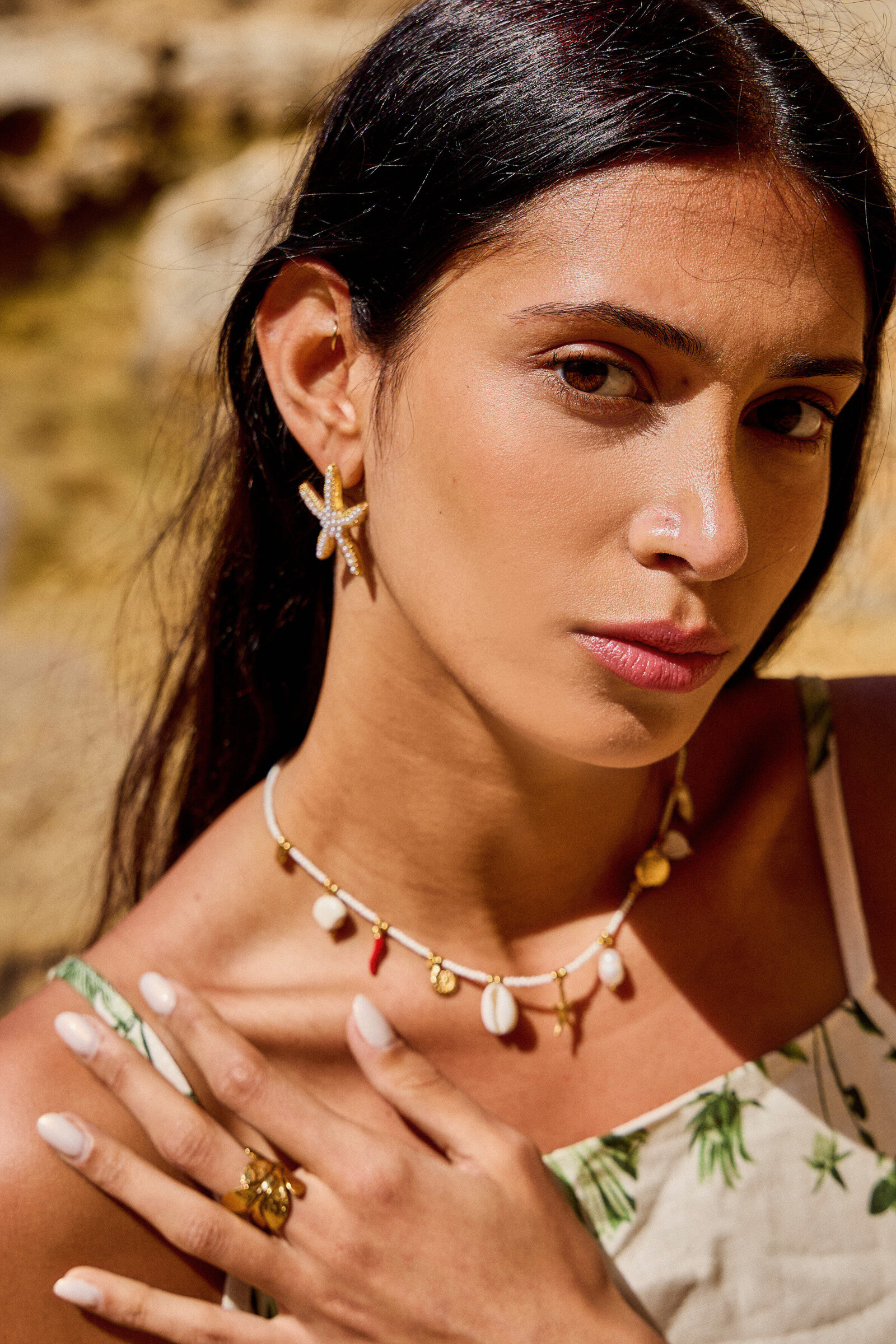 Mayorista Bellissima - Pendientes de Star -Of -Sea & Pearls -Elegancia marina en acero inoxidable