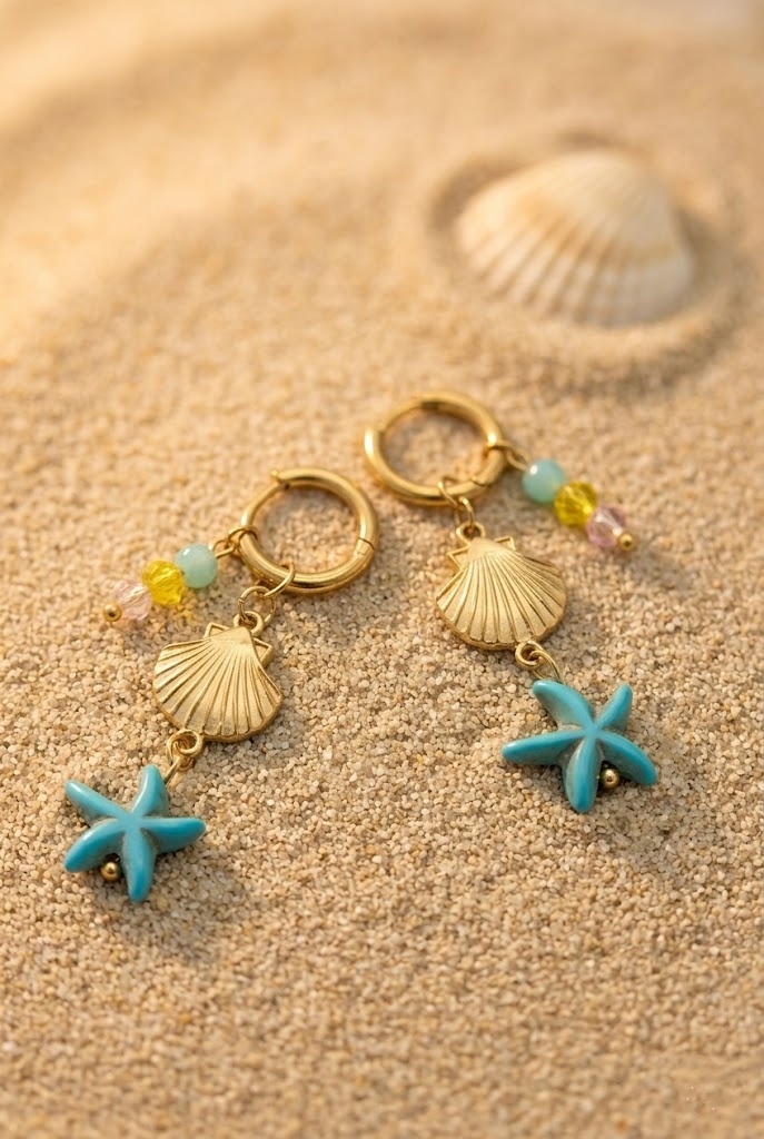 Grossiste Bellissima - Boucles d’Oreilles Thème Marin Acier Inoxydable – Coquillage & Étoile de Mer