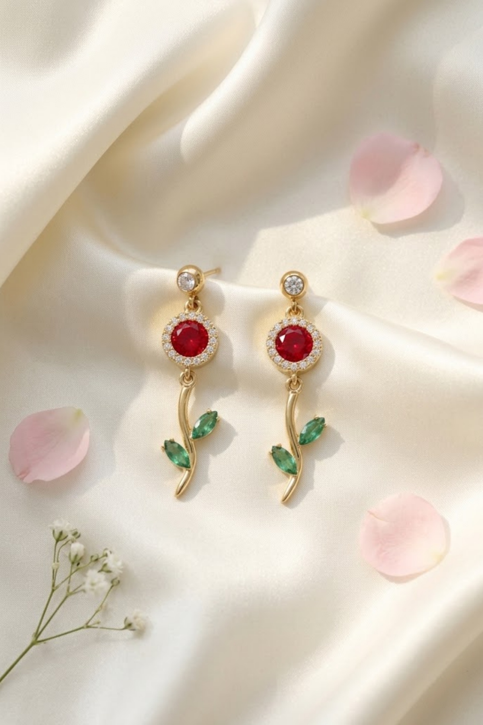 Grossiste Bellissima - Boucles d’Oreilles Fleur Strass – Éclat Romantique