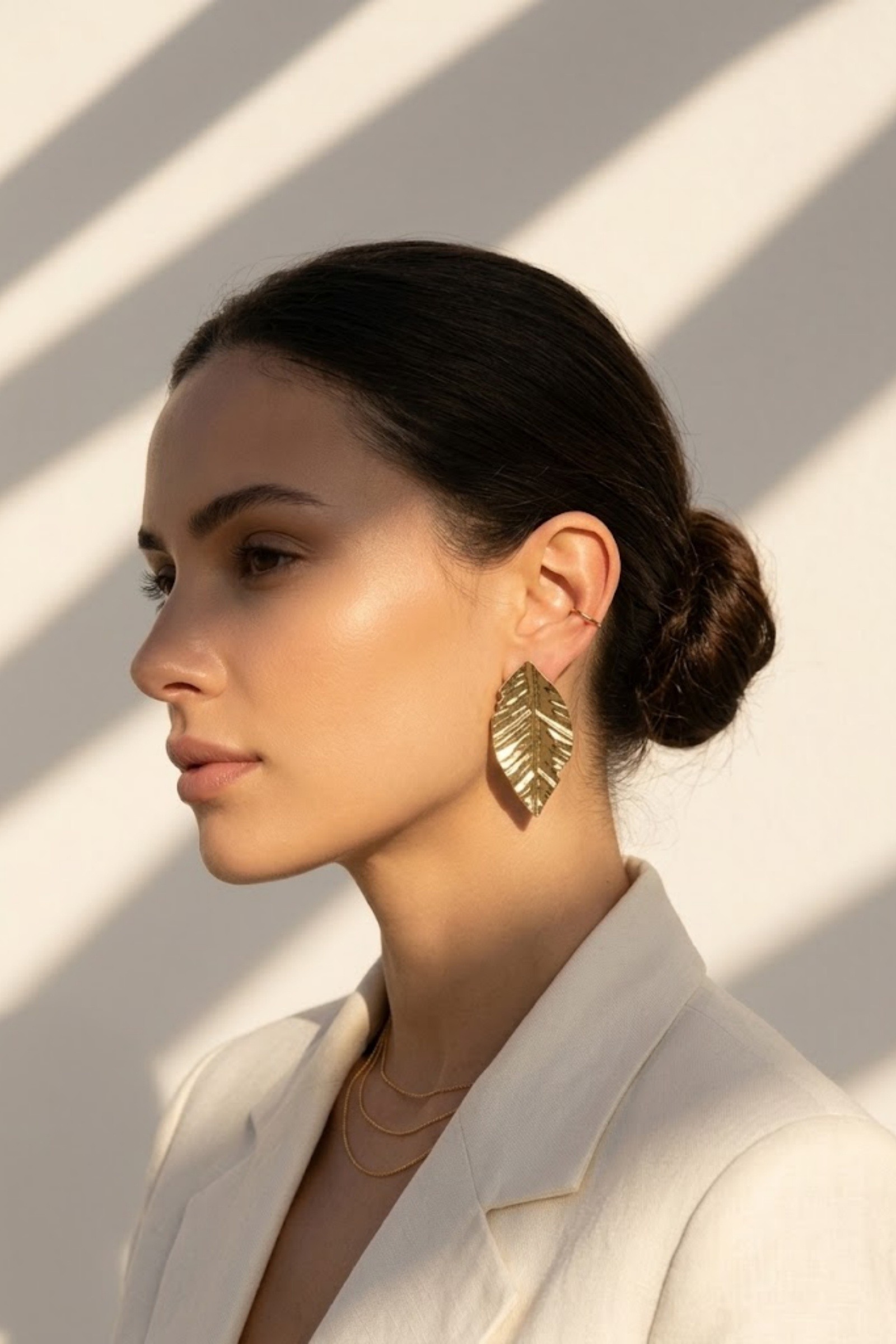 Grossiste Bellissima - Boucles d’Oreilles Feuille Dorée – Élégance Nature