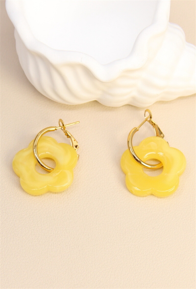 Wholesaler Bellissima - Flower Shaped Earrings in Resin and Stainless Steel