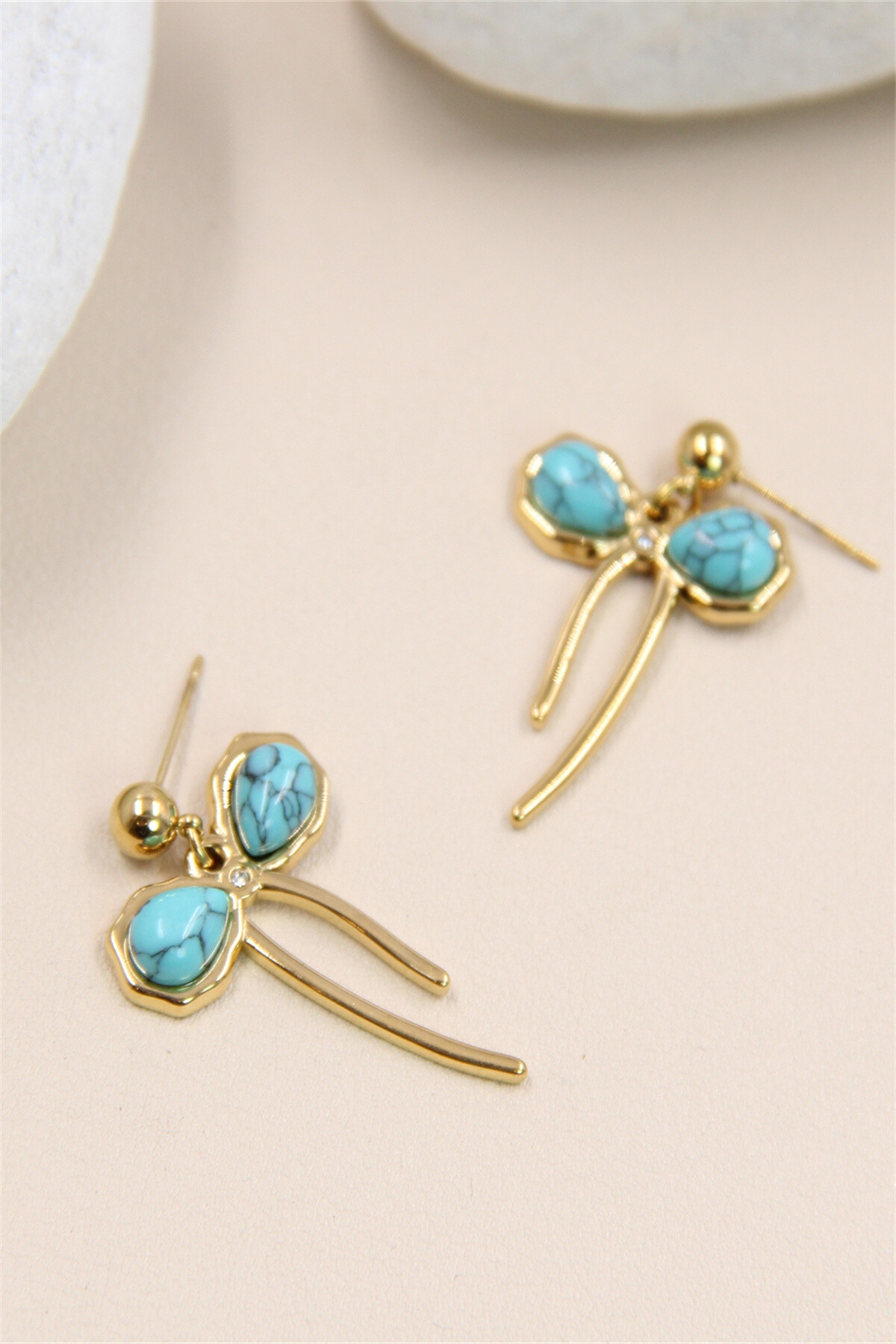 Wholesaler Bellissima - Bow tie earrings adorned with stone - Elegance in stainless steel