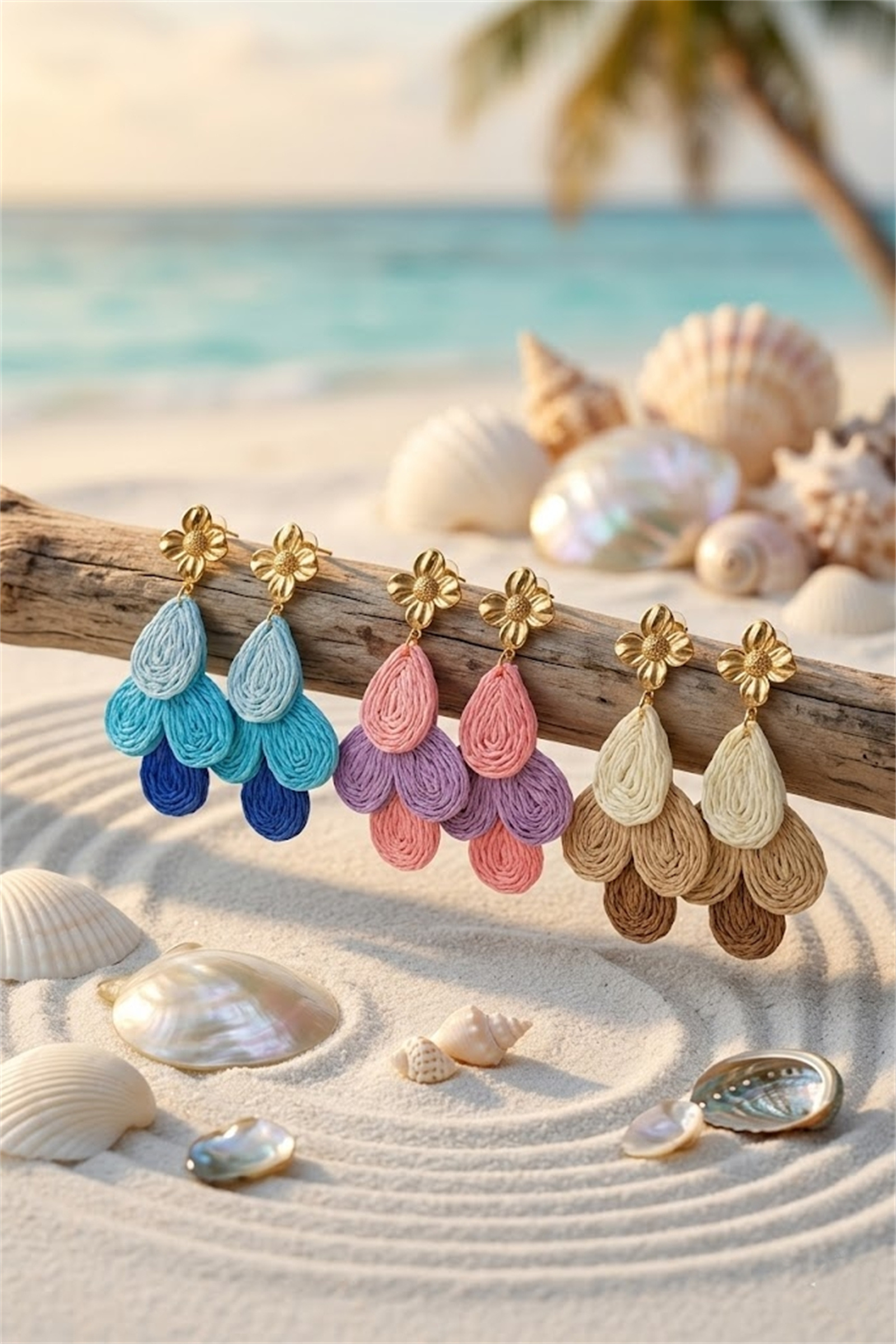 Mayorista Bellissima - Pendientes de Rafia Boho Chic – Acero Inoxidable Dorado