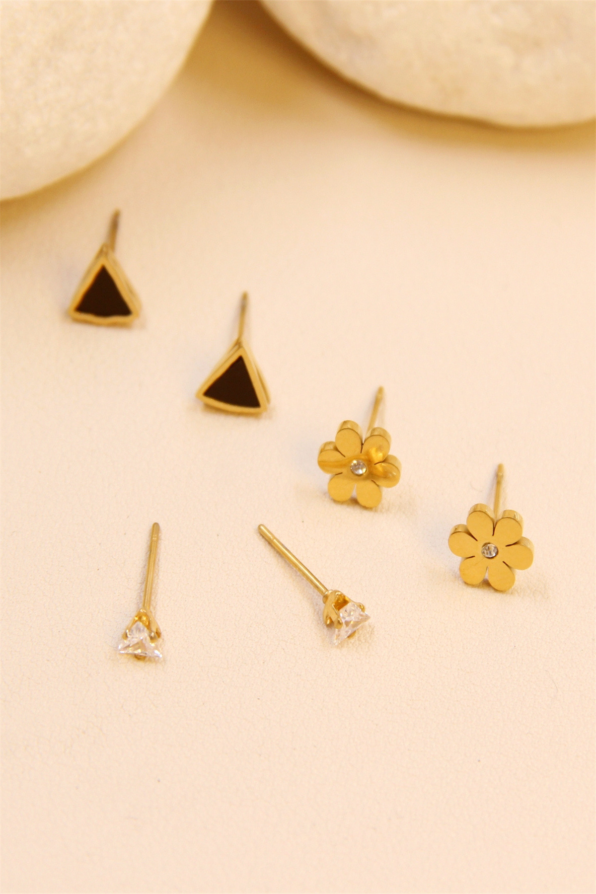 Mayorista Bellissima - Trío de pendientes de acero inoxidable - Shine and Elegance