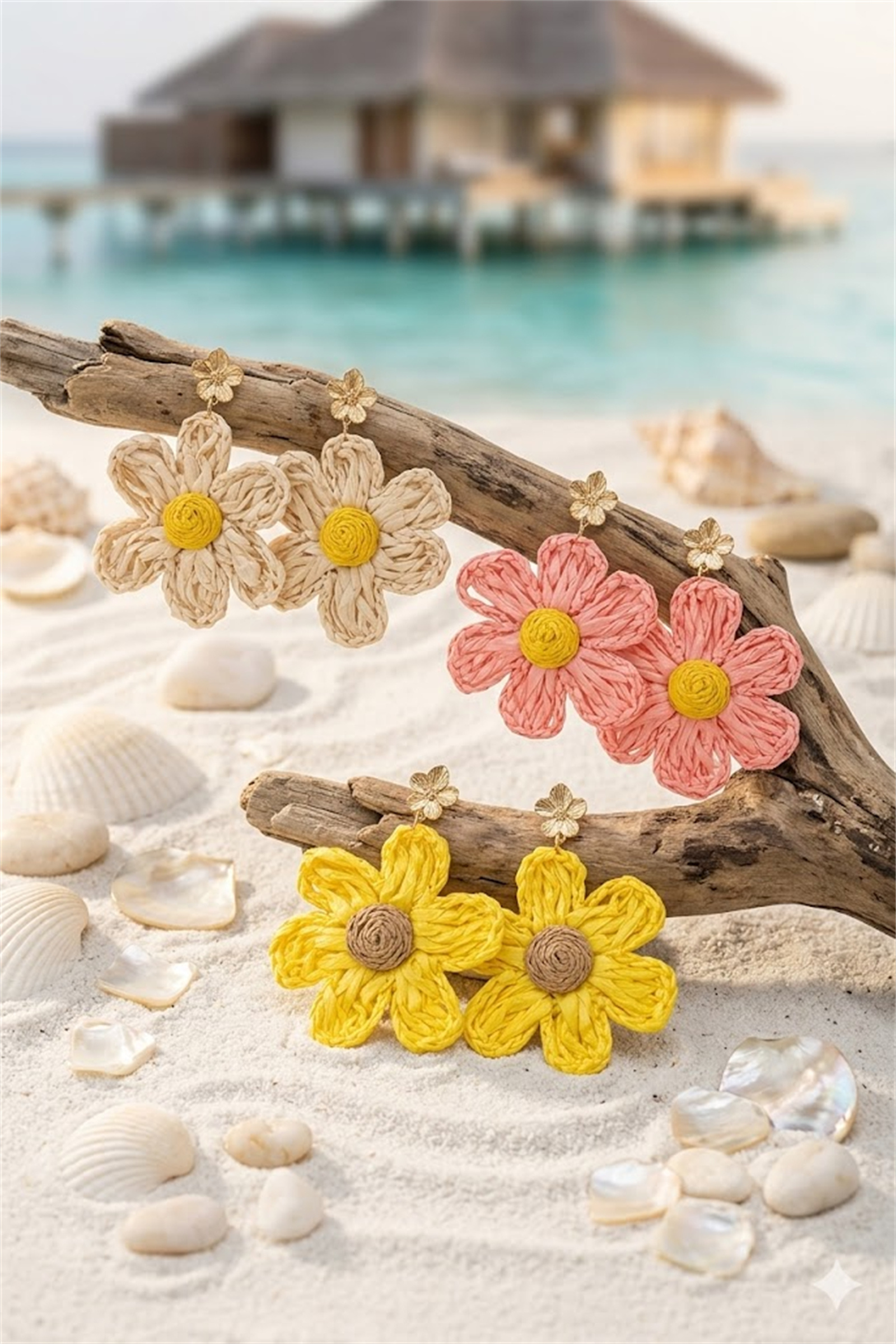 Mayorista Bellissima - Pendientes Flor Bohemia Verano – Acero Inoxidable Dorado