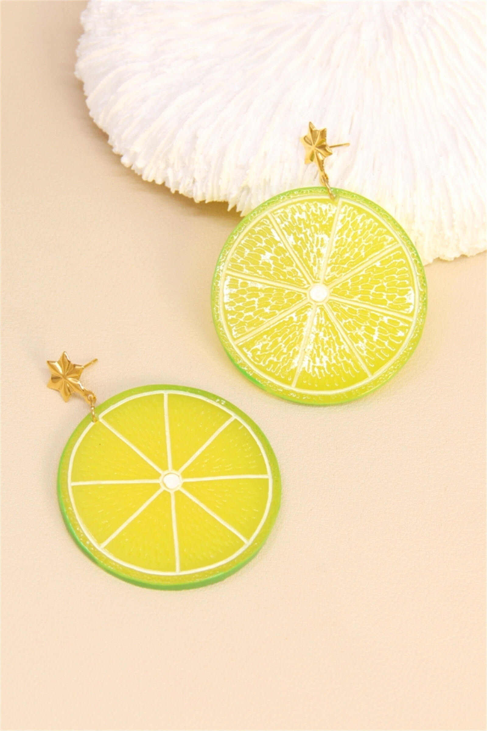 Grossiste Bellissima - Boucles d’Oreilles Citron Vert – Look Acidulé et Fun