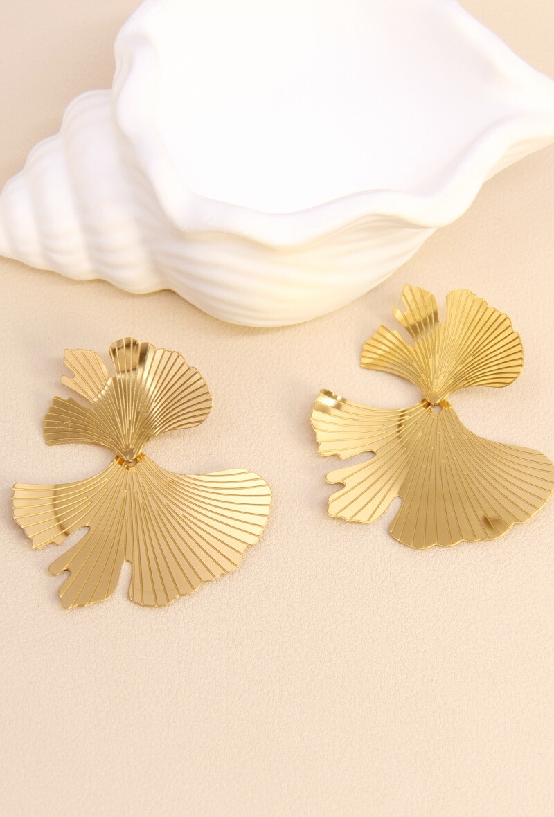 Großhändler Bellissima - Ginkgo -Blattohrring in Edelstahl - natürlicher Charme