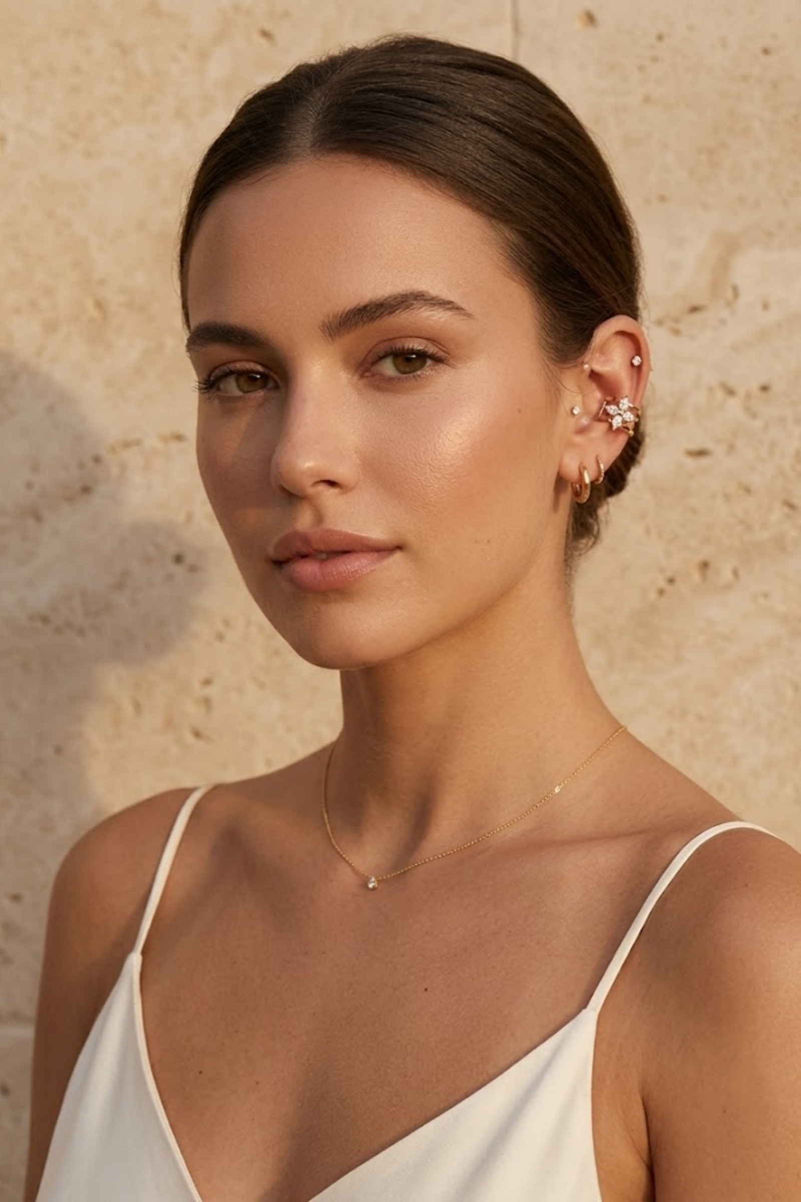 Grossiste Bellissima - Mono Boucle d’Oreille Arcade Fleur Cristal en Acier Inoxydable – Élégance Étincelante