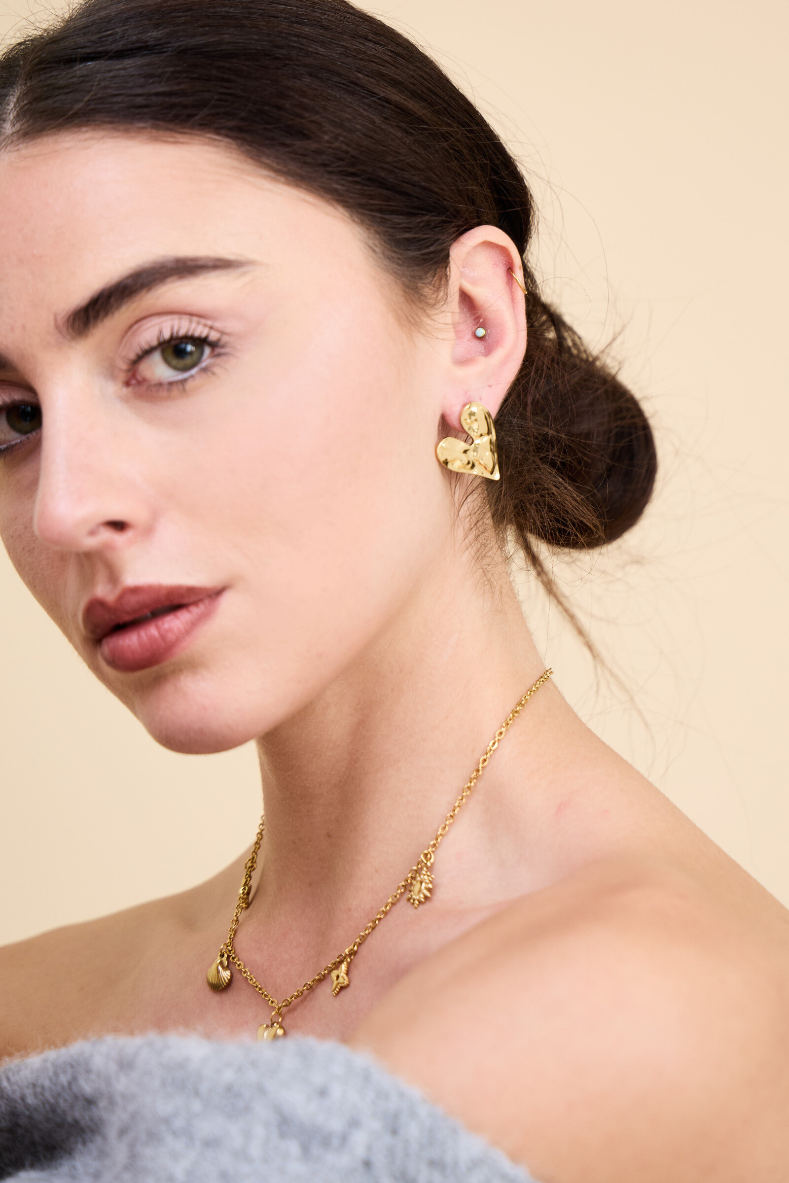 Wholesaler Bellissima - Heart-Shaped Earrings - Stainless Steel Elegance