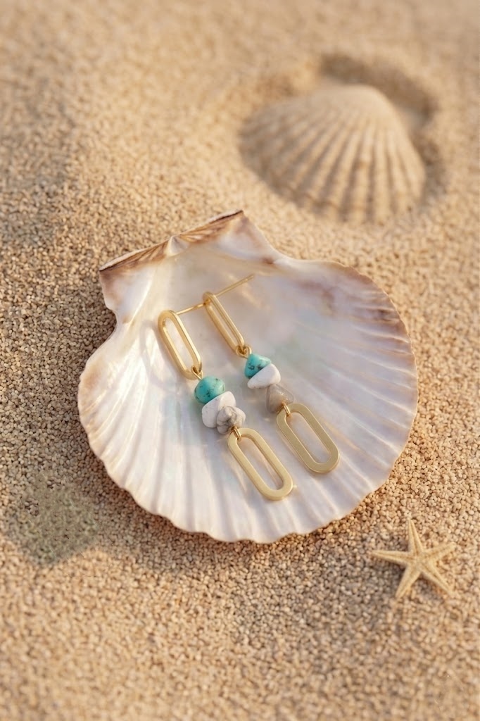 Grossiste Bellissima - Boucles d’Oreilles Pierre Naturelle Acier Inoxydable – Élégance Moderne