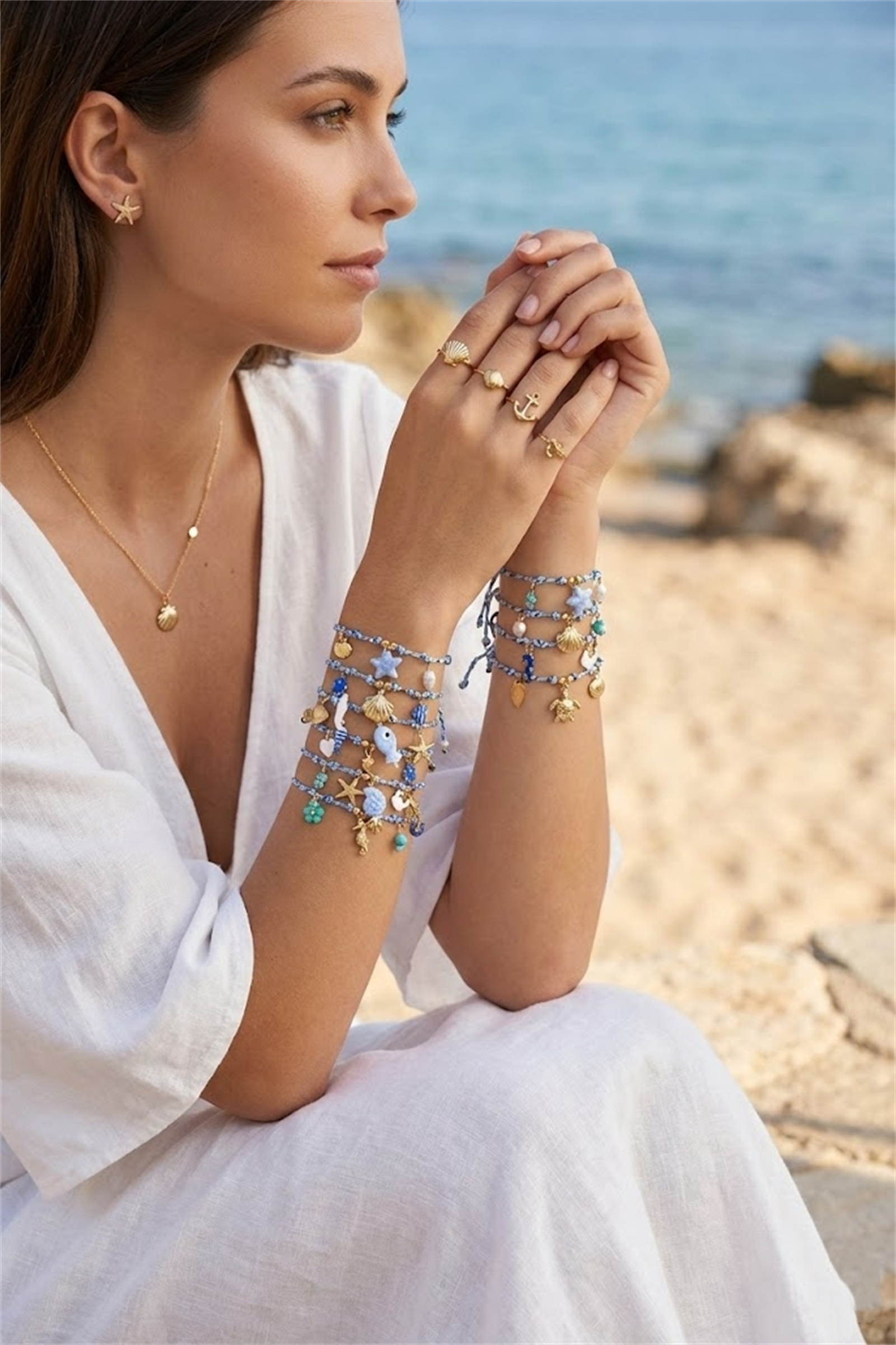 Grossiste Bellissima - Lot de 12 Bracelets Thème Marin – Acier Inoxydable – Présentoir Offert