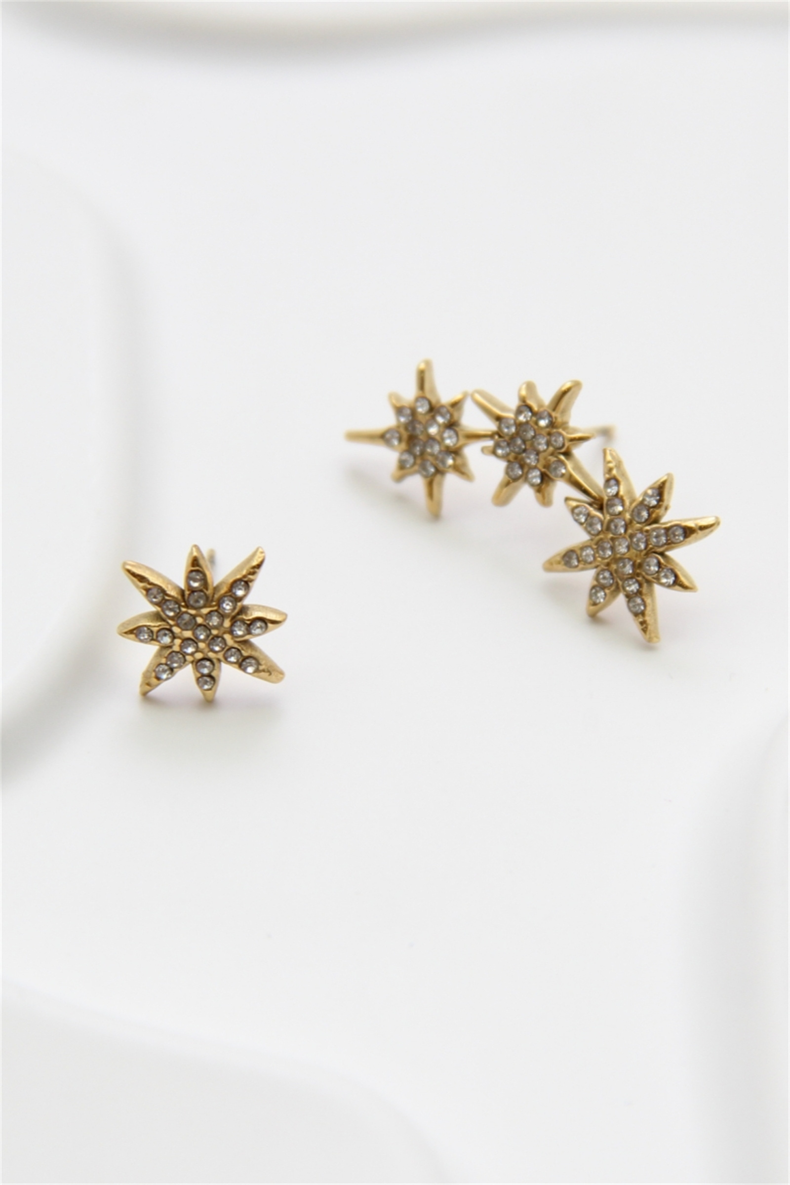 Grossiste Bellissima - Boucles d’oreilles asymétriques étoile en acier inoxydable doré – Design