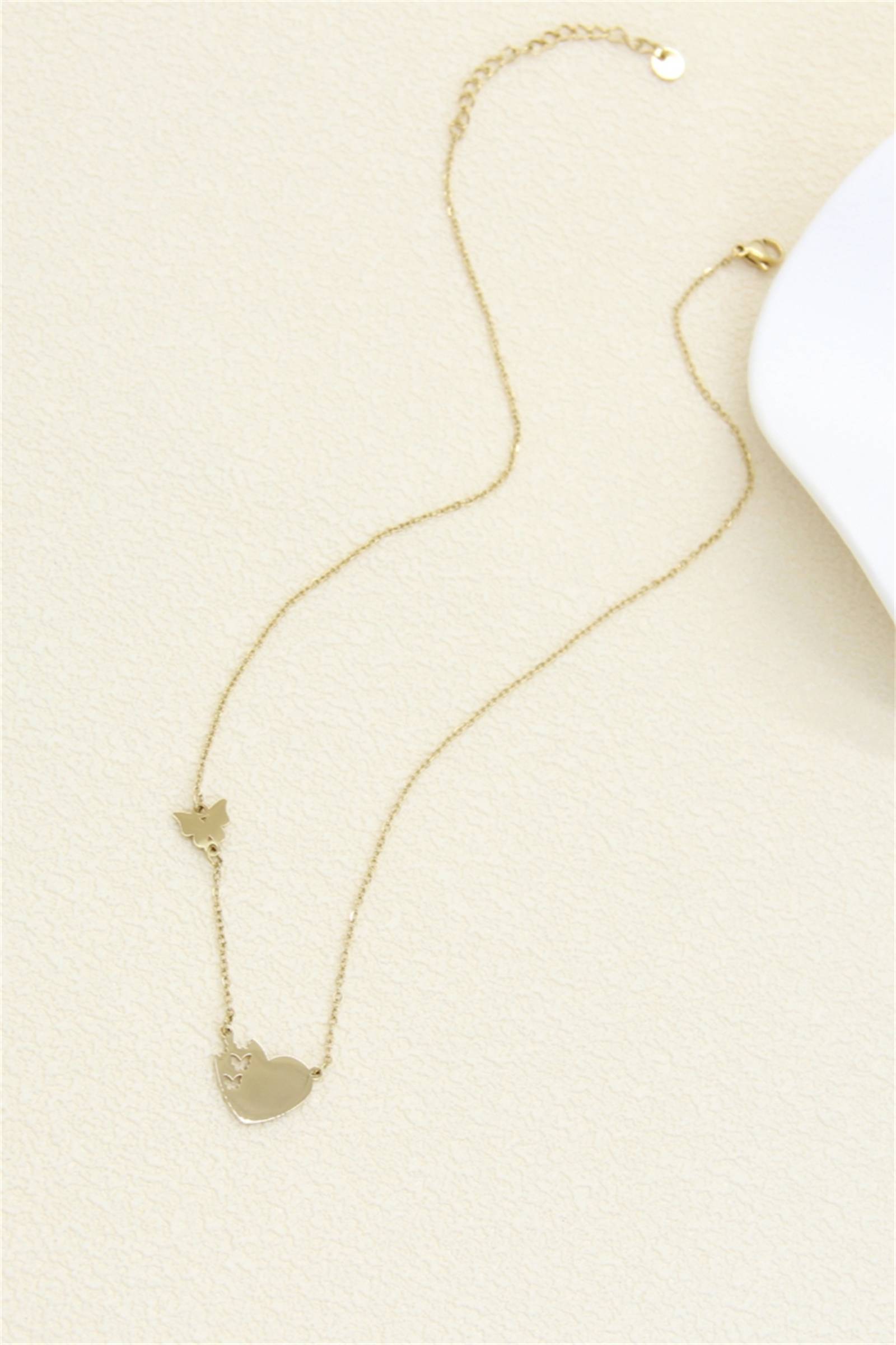 Grossiste Bellissima - Collier Cœur & Papillon en Acier Inoxydable