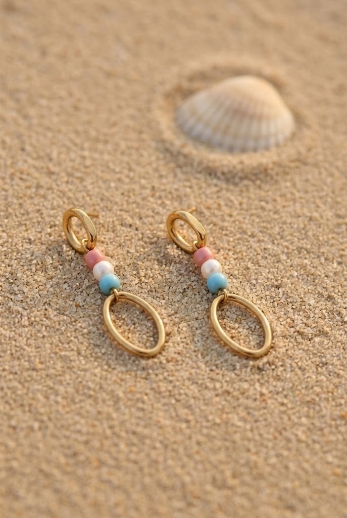 Grossiste Bellissima - Boucles d’Oreilles Perles Multicolores Acier Inoxydable – Élégance Moderne