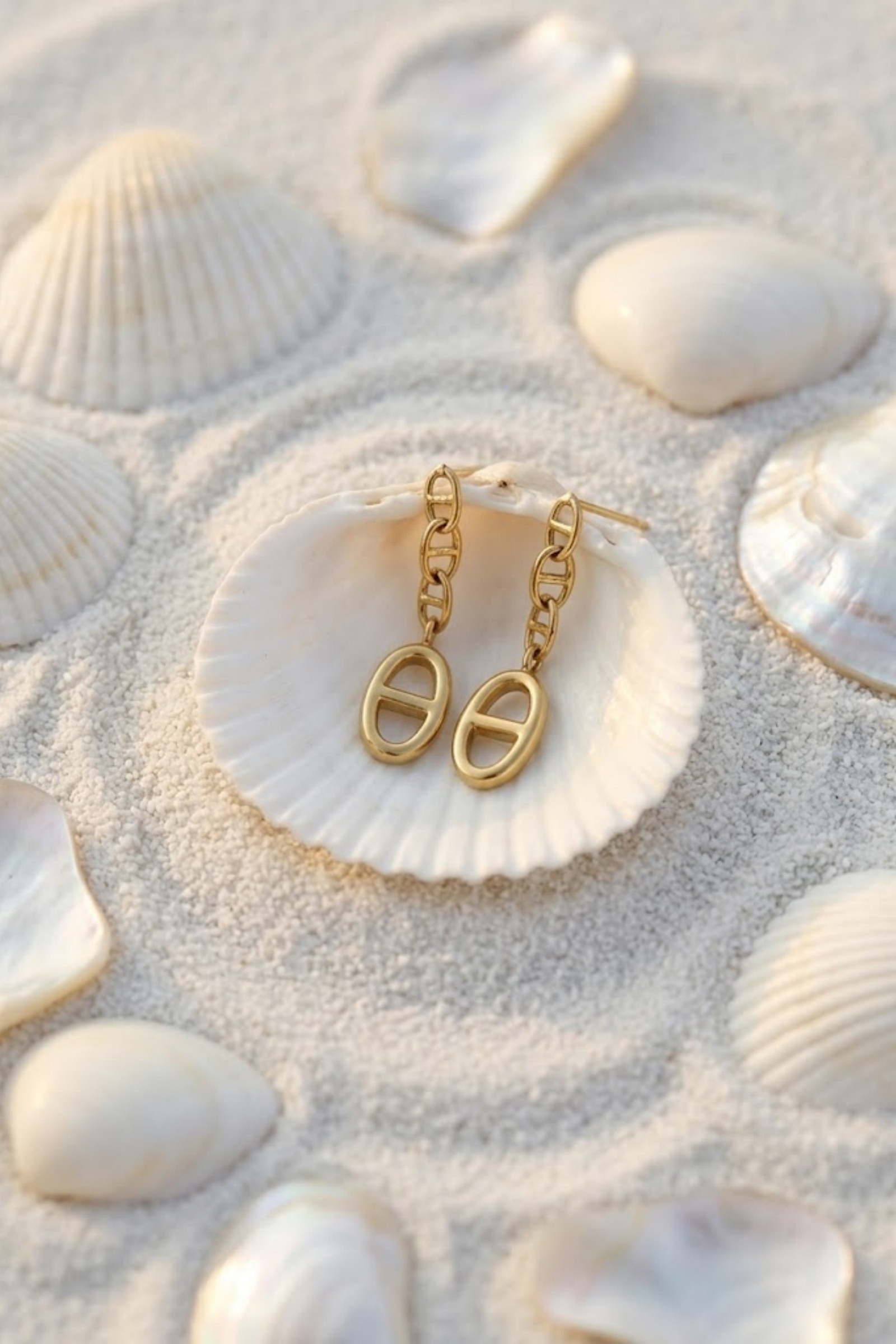 Mayorista Bellissima - Pendientes de Eslabón Marino Elegante – Acero Inoxidable Dorado