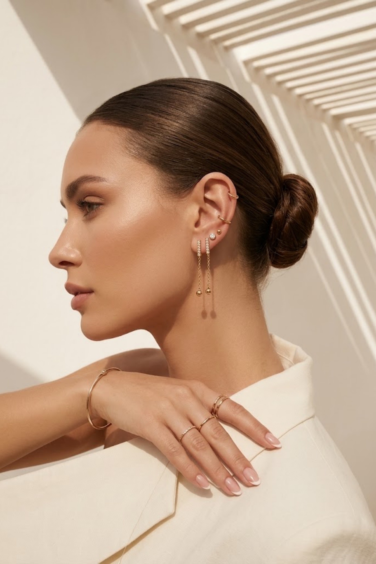 Grossiste Bellissima - Trio de Boucles d’Oreilles Strass & Pendantes – Chic et Tendance