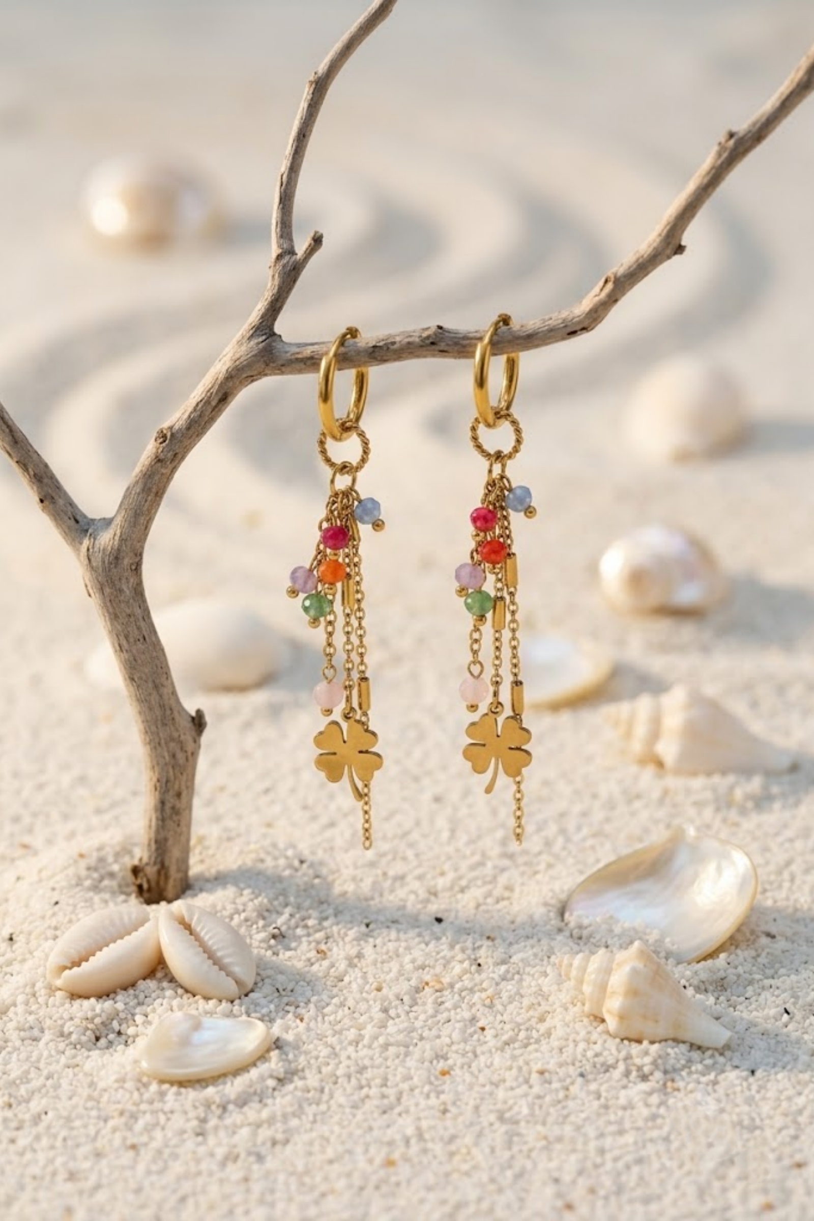 Grossista Bellissima - Orecchini Trifoglio Multicolore in Acciaio Inossidabile – Un Tocco di Fantasia Chic