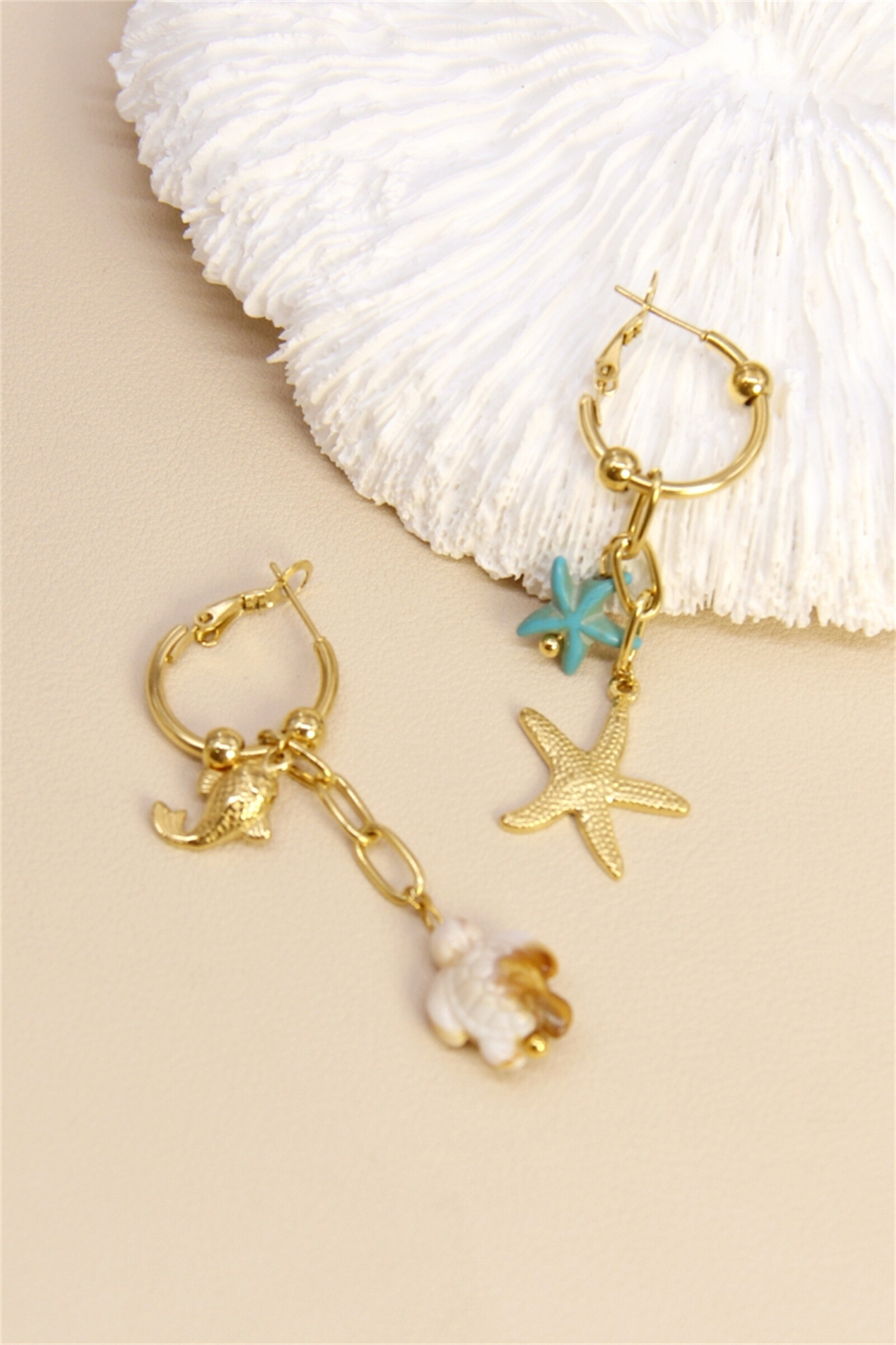 Grossiste Bellissima - Boucles d’oreilles coquillage et étoile de mer