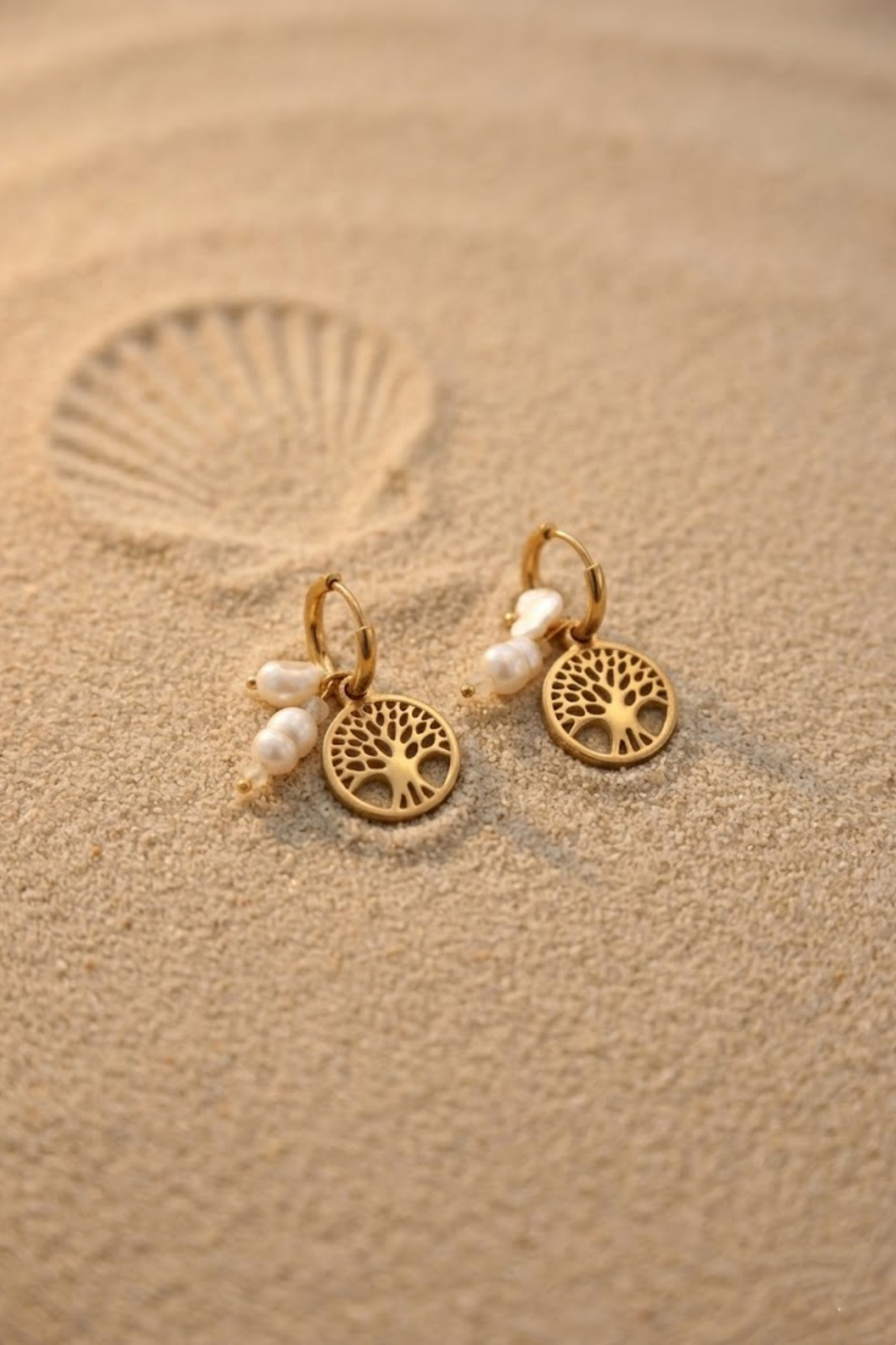 Grossiste Bellissima - Boucles d’Oreilles Arbre de Vie – Acier Inoxydable Doré