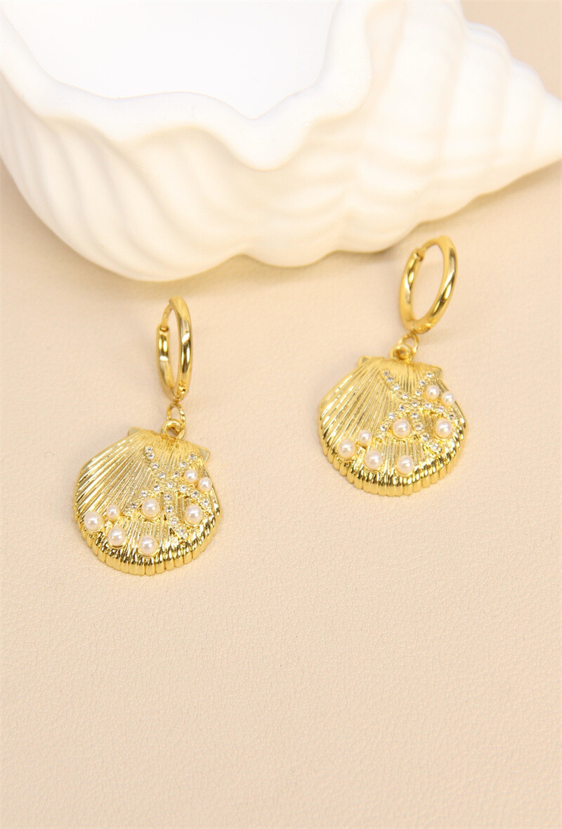 Grossiste Bellissima - Boucles d'Oreilles Coquillage en Acier Inoxydable