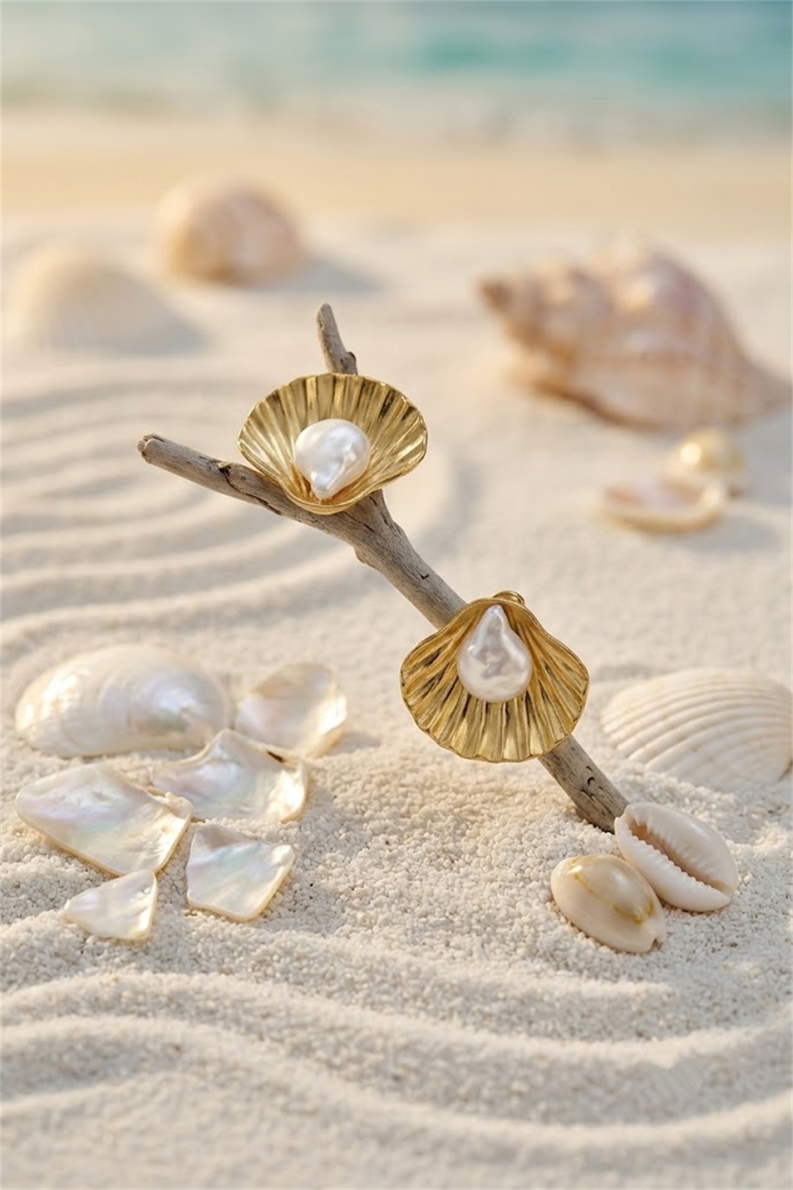 Grossiste Bellissima - Boucles d'Oreilles Coquillage Perle en Acier Inoxydable – Élégance Naturelle