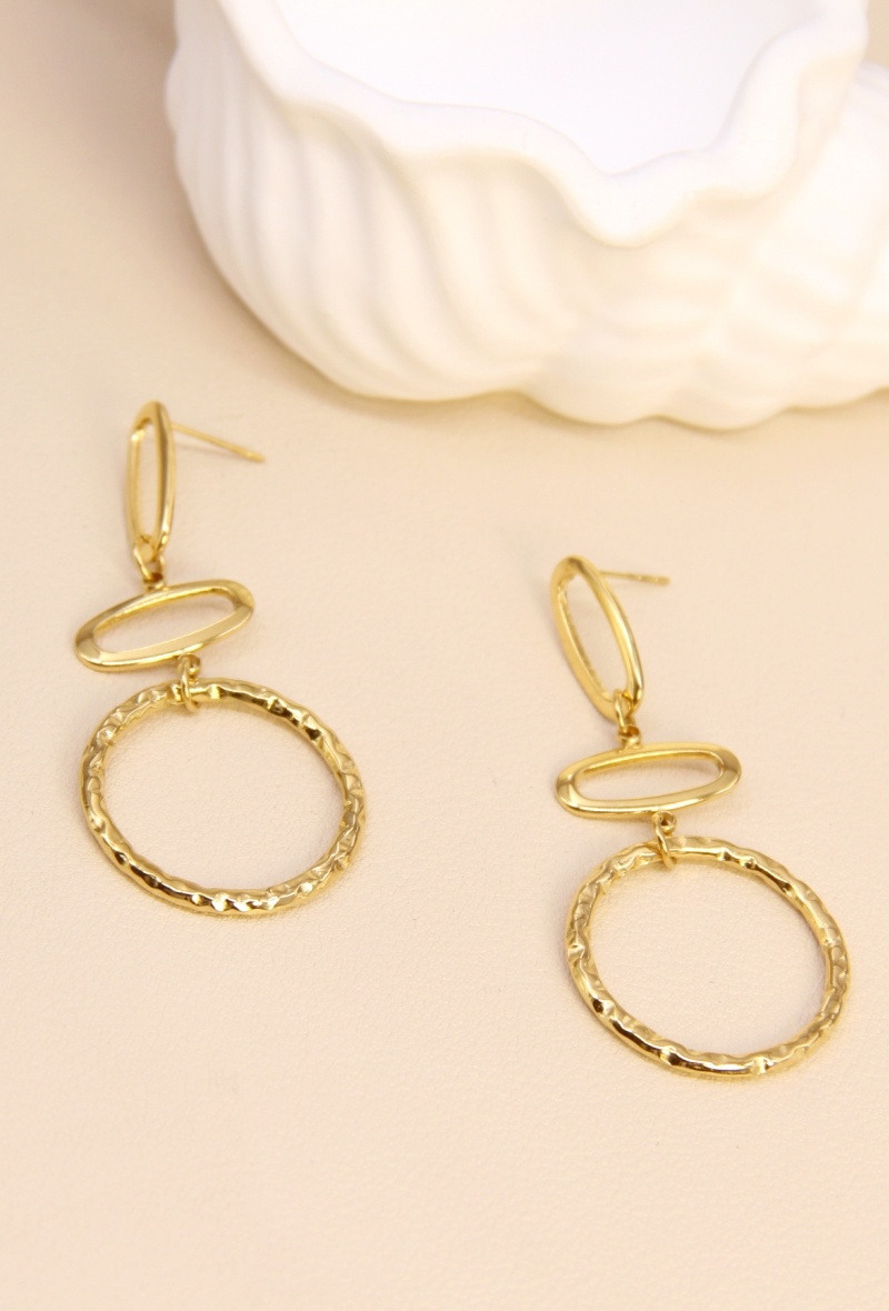 Grossiste Bellissima - Boucles d’oreilles en acier inoxydable doré – Design géométrique élégan