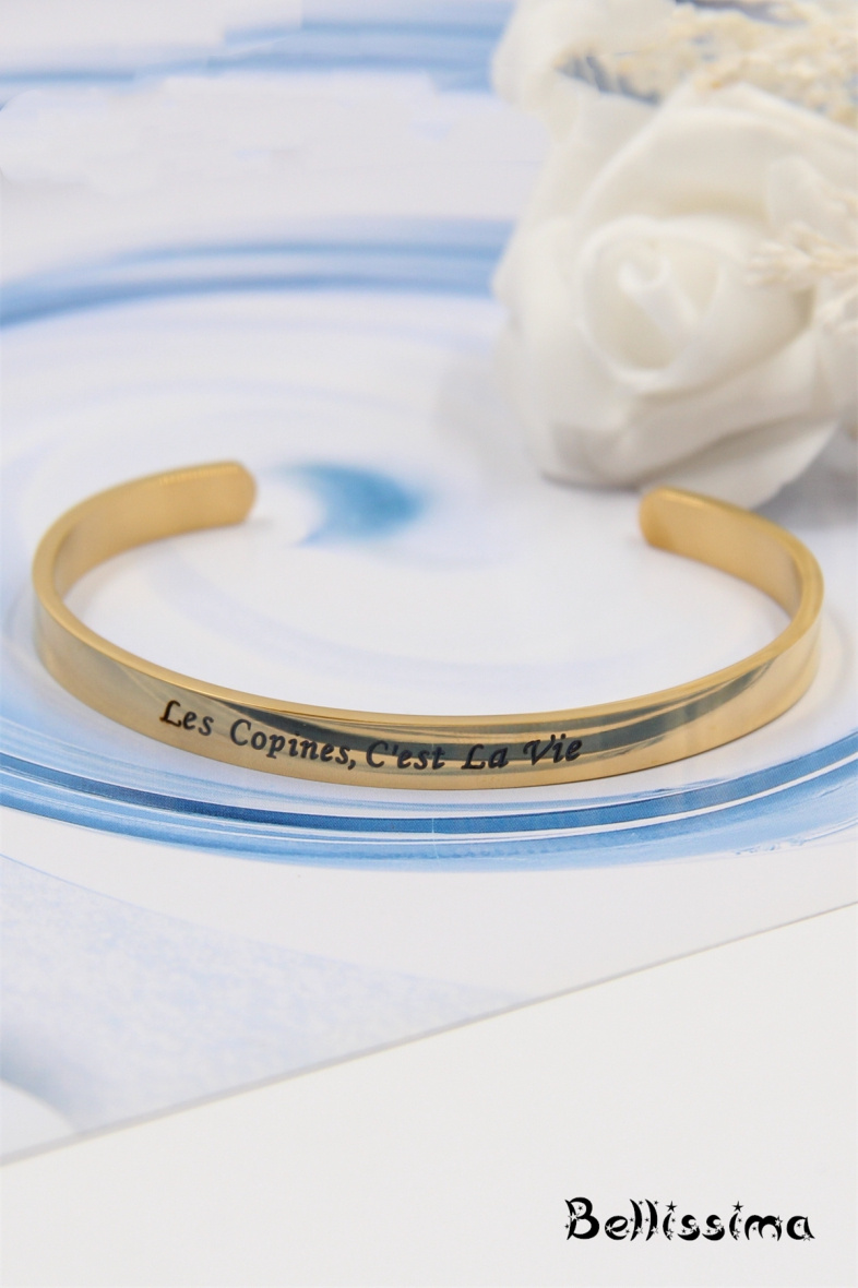 Großhändler Bellissima - Nachrichtenarmband „Freundinnen, es ist das Leben“ aus Edelstahl