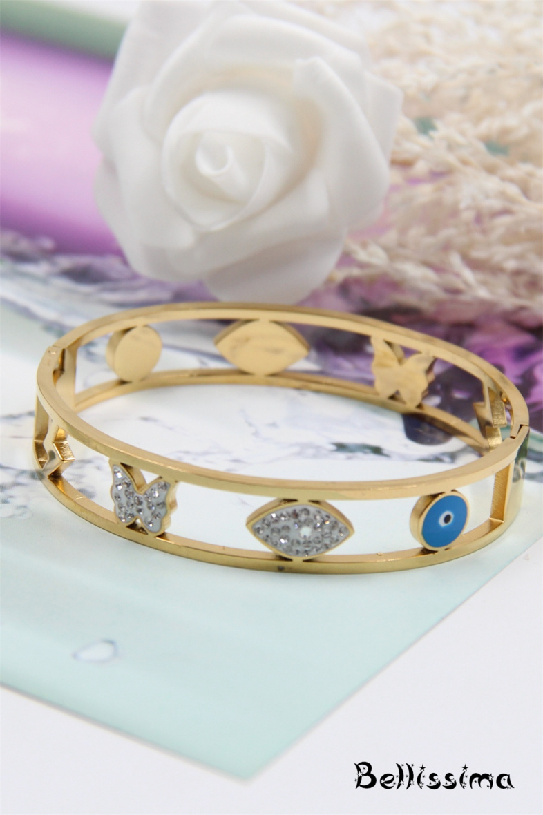 Großhändler Bellissima - Edelstahl-Armband mit Schmetterlingsauge und Mund