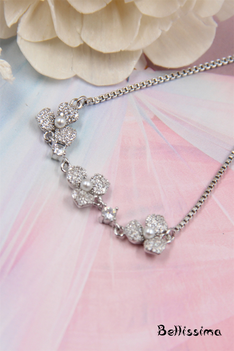 Großhändler Bellissima - Rhodiniertes, verschiebbares Blumenarmband aus Zirkonium
