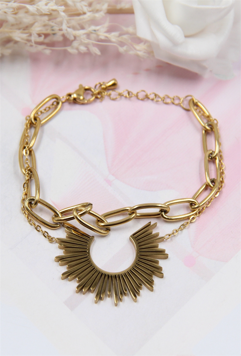Mayorista Bellissima - Pulsera de malla de medio sol en acero inoxidable.